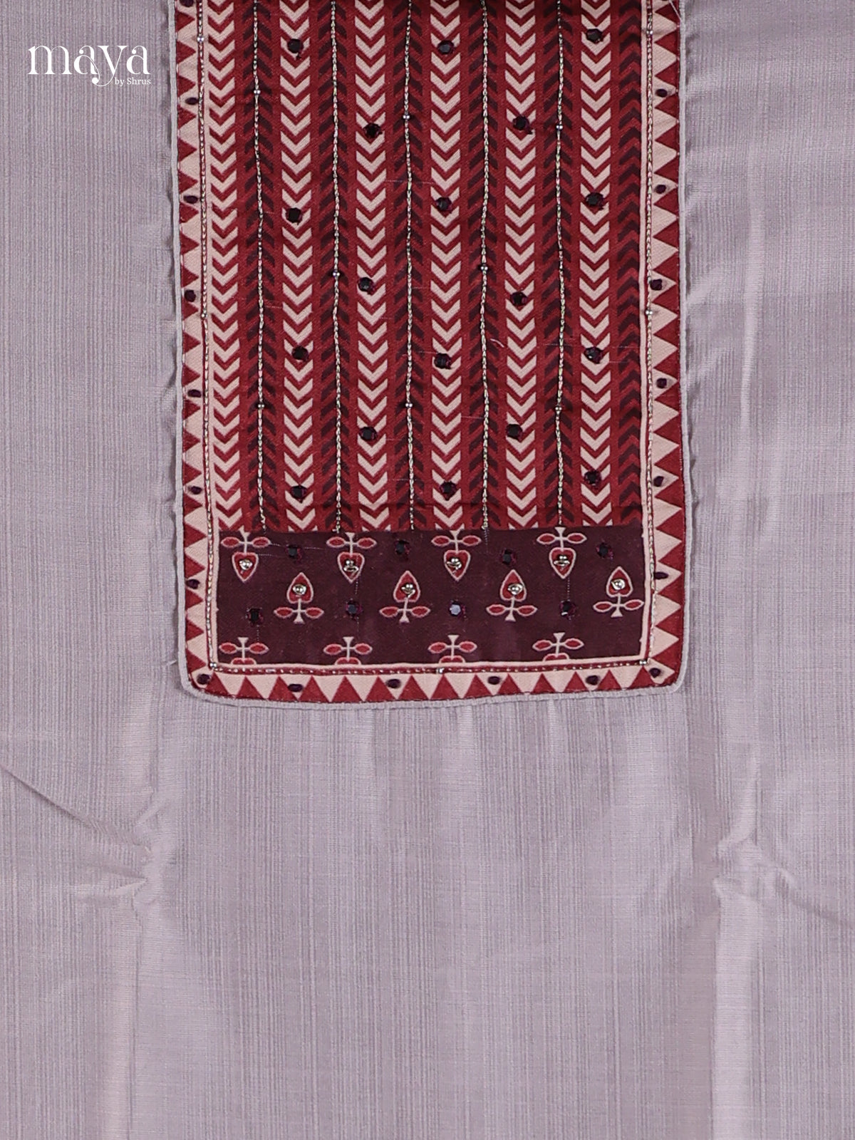 Grey & Maroon - Cotton salwar Unstitched