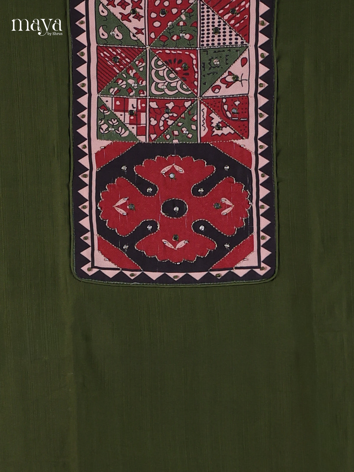 Green & Red - Cotton salwar Unstitched