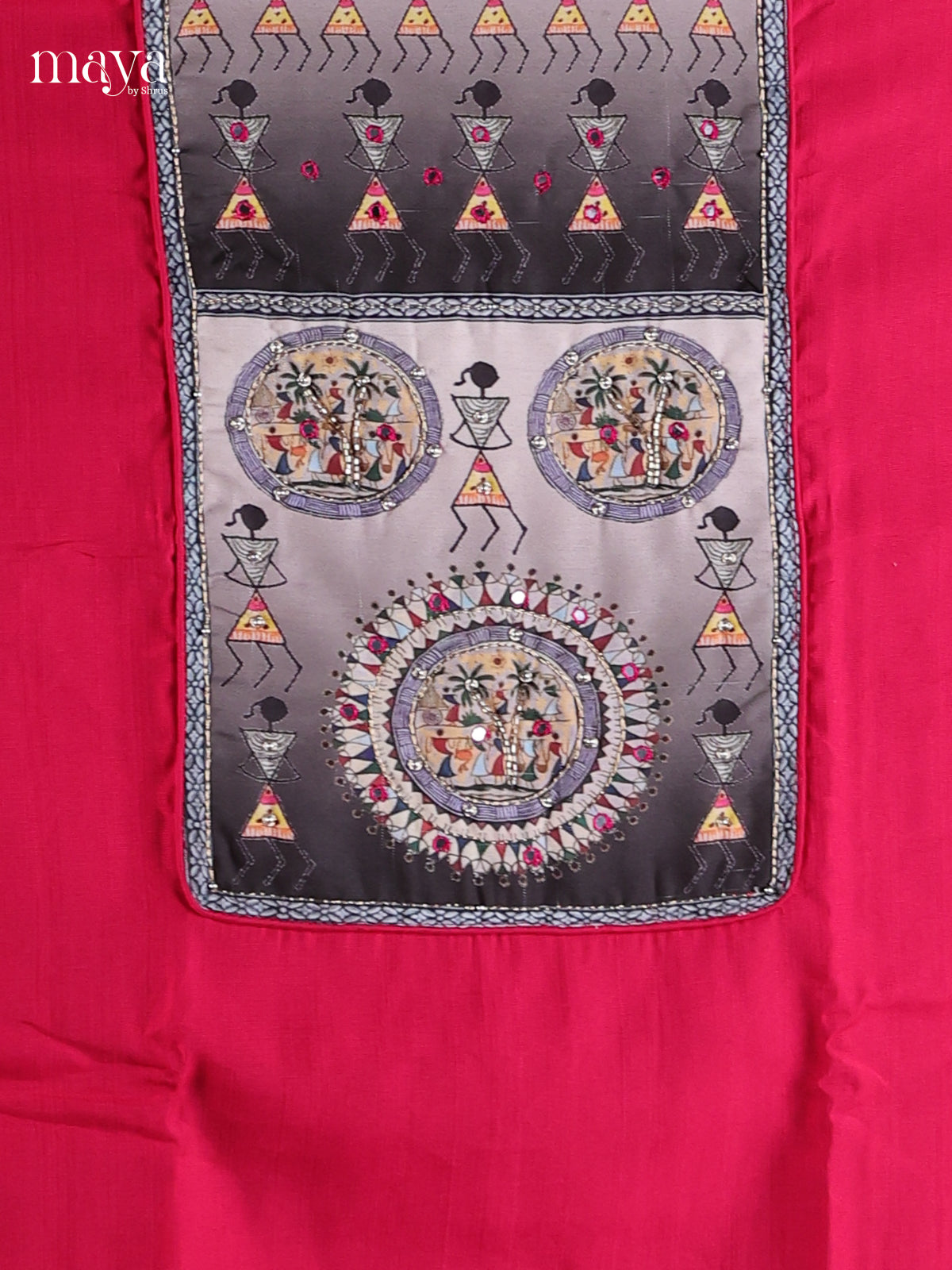 Red & Black - Cotton salwar Unstitched