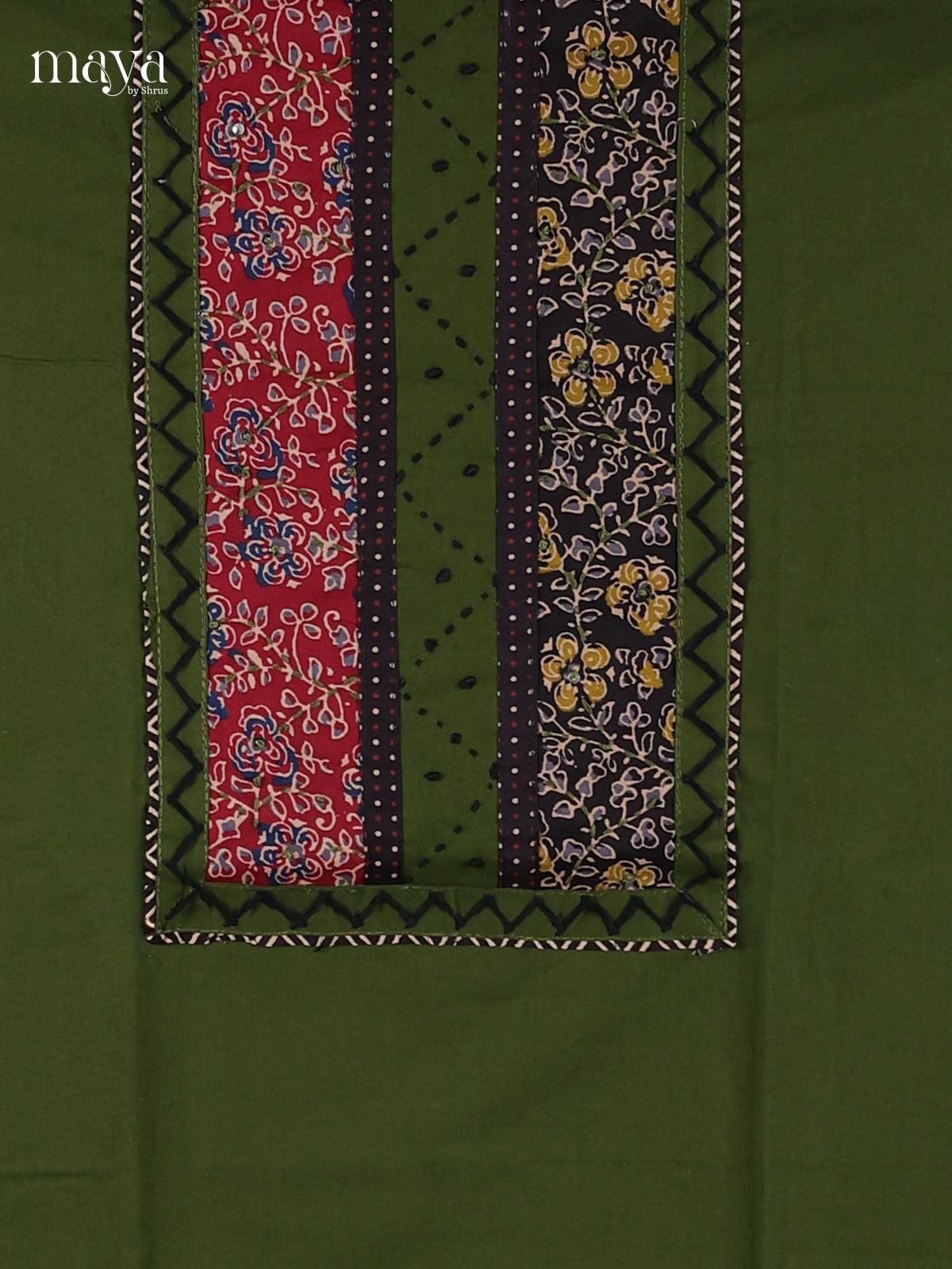 Green & Black - Cotton salwar unstitched