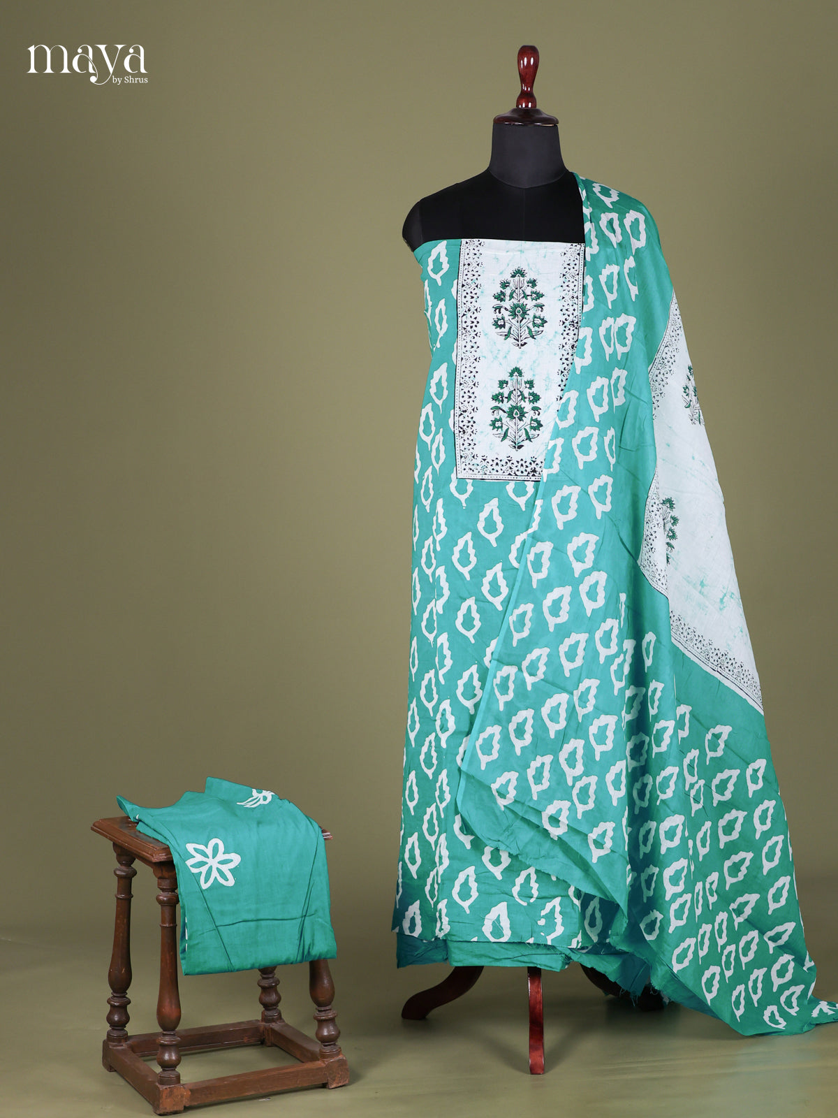 Green - Cotton salwar Unstitched