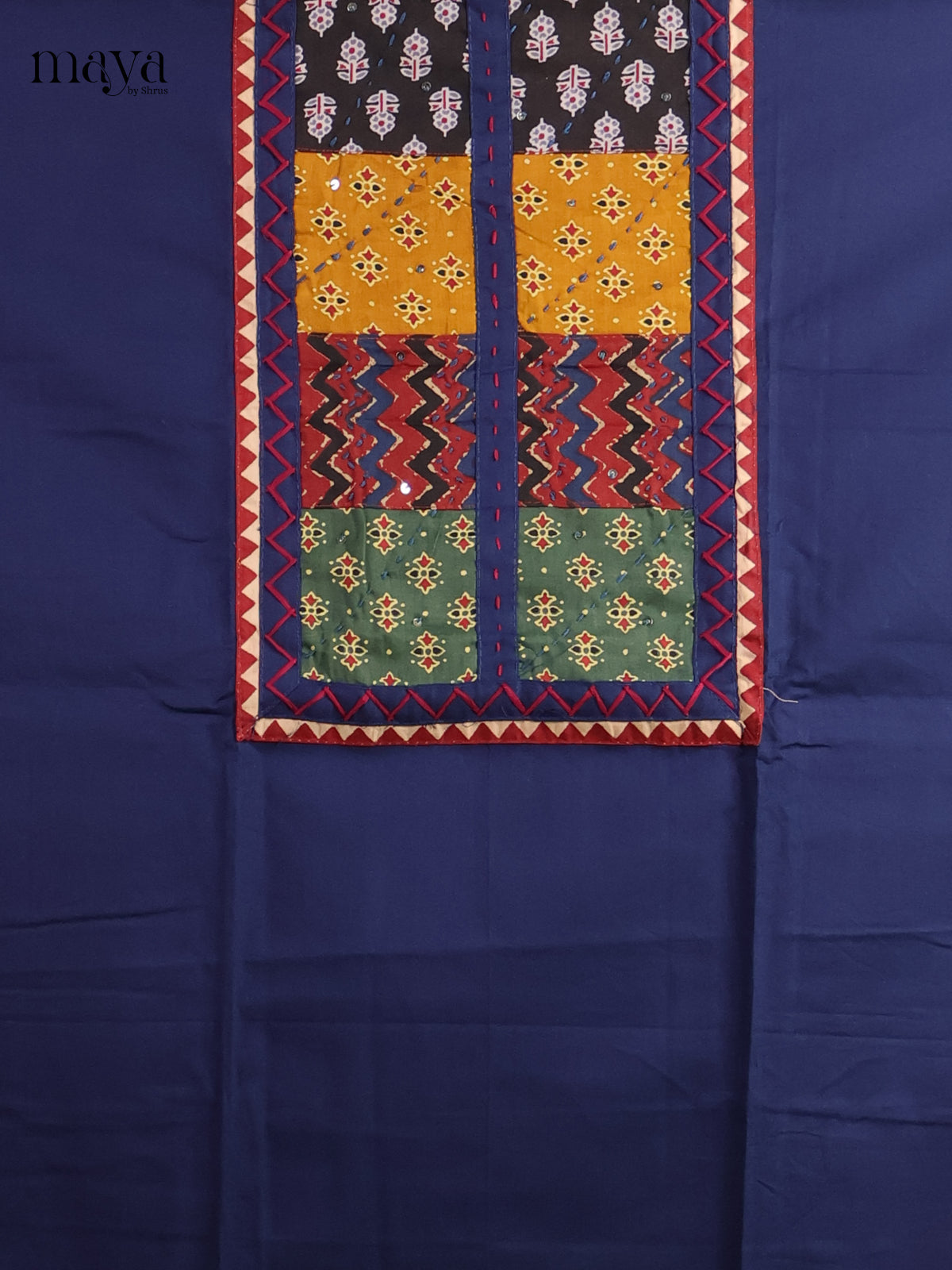 Elegant Blue & Maroon Unstitched Ajrakh Salwar with printed dupatta