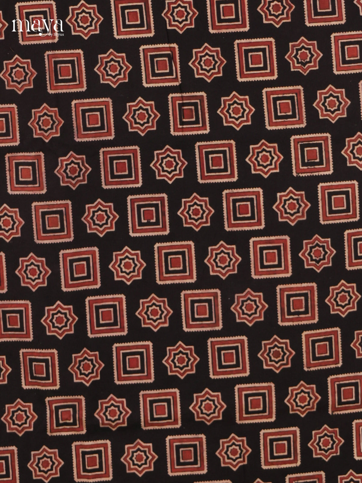 Pretty Black & Maroon Unstitched Ajrakh Salwar with patch work dupatta