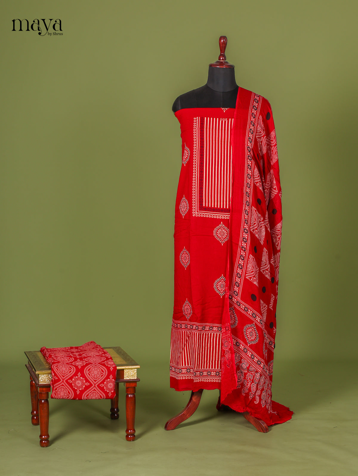 Red Ajrakh Salwar - MEI11033