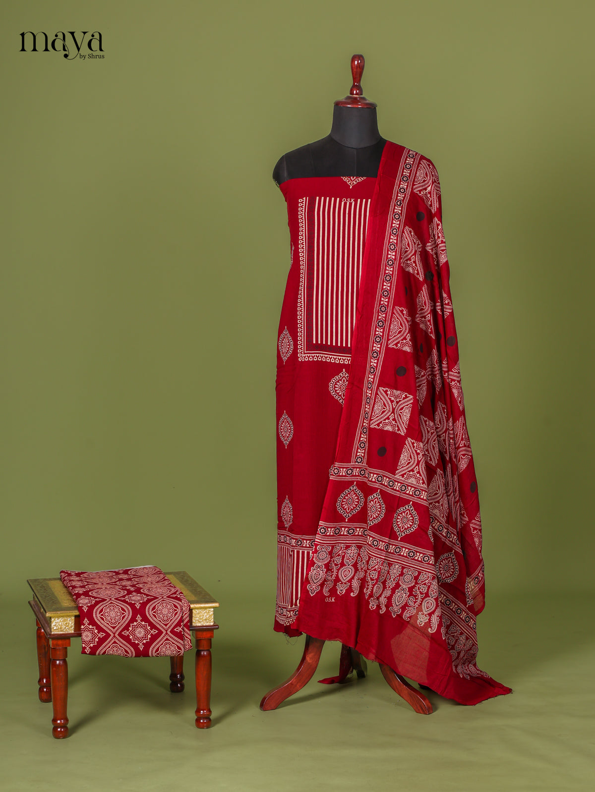 Red Ajrakh Salwar - MEI11037