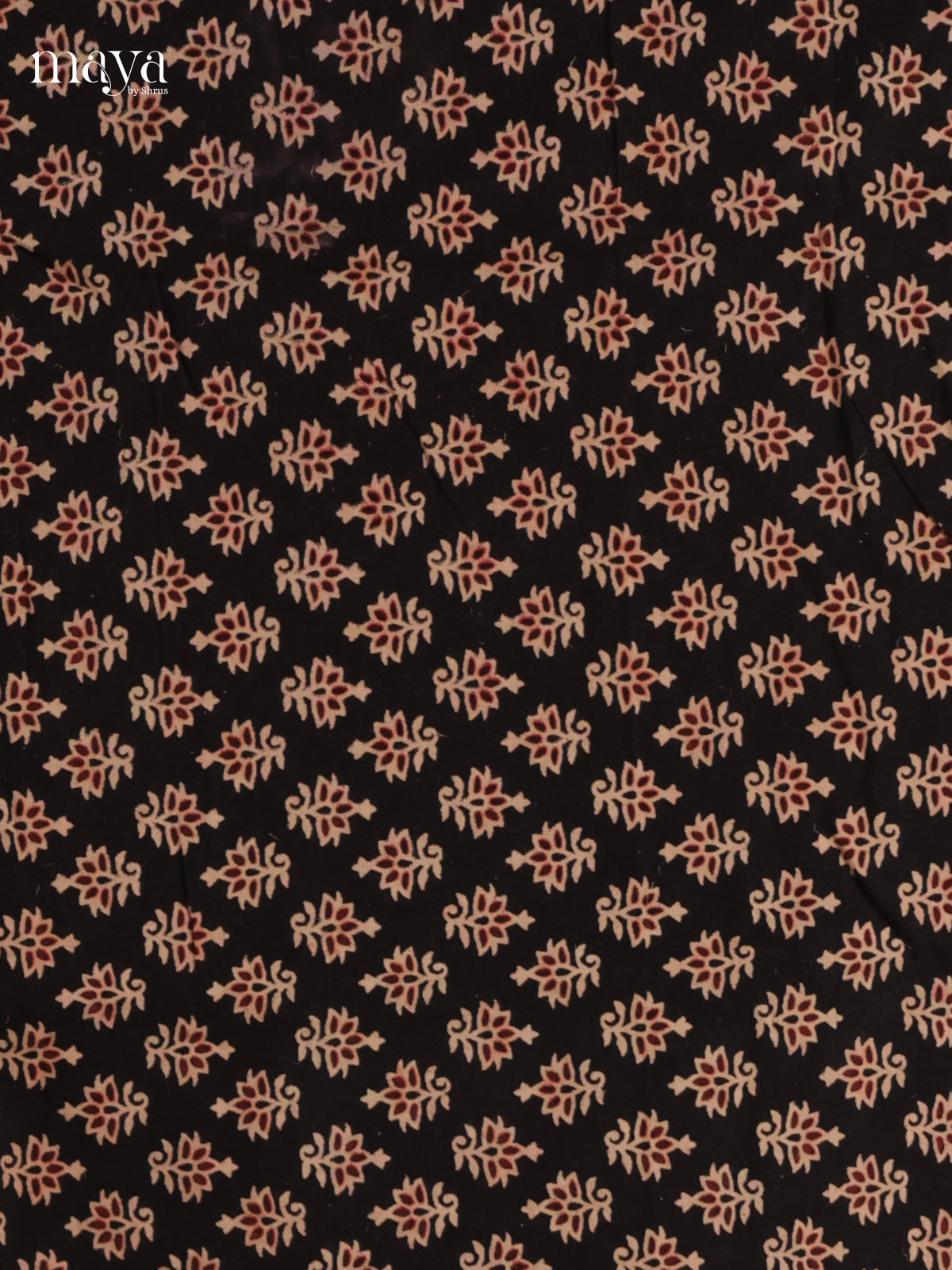 Beautiful Black & Red Unstitched Ajrakh Salwar with hand block floral prints
