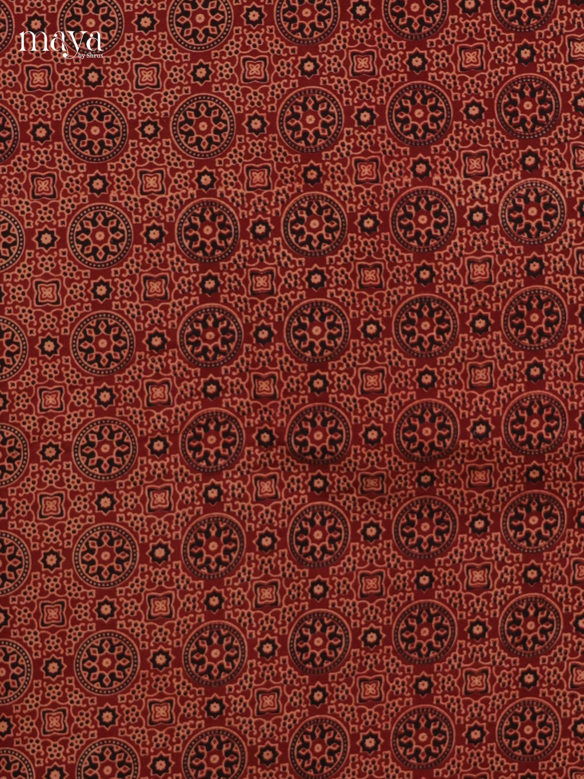 Pretty Maroon & Black Unstitched Ajrakh Salwar with floral block print