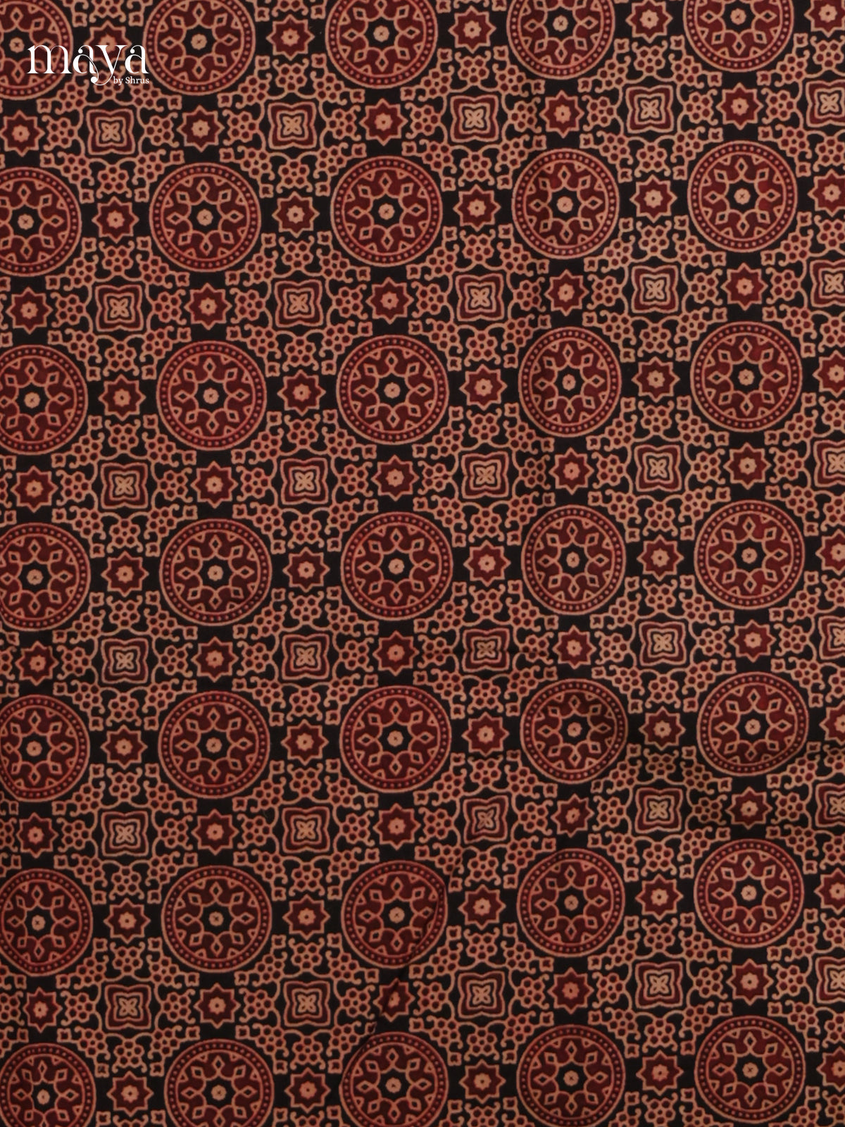 Beautiful Black & maroon Unstitched Ajrakh Salwar with floral block print
