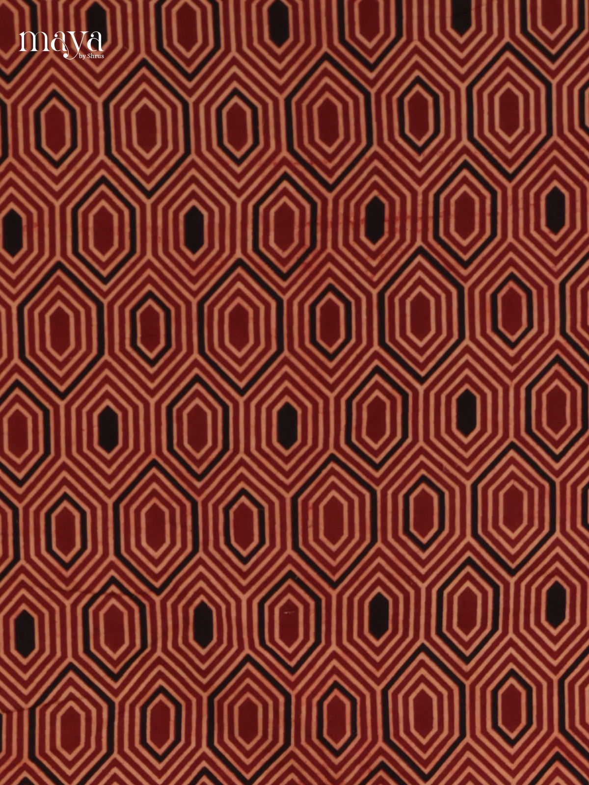 Classy Maroon & Black Unstitched Ajrakh Salwar with geometric pattern