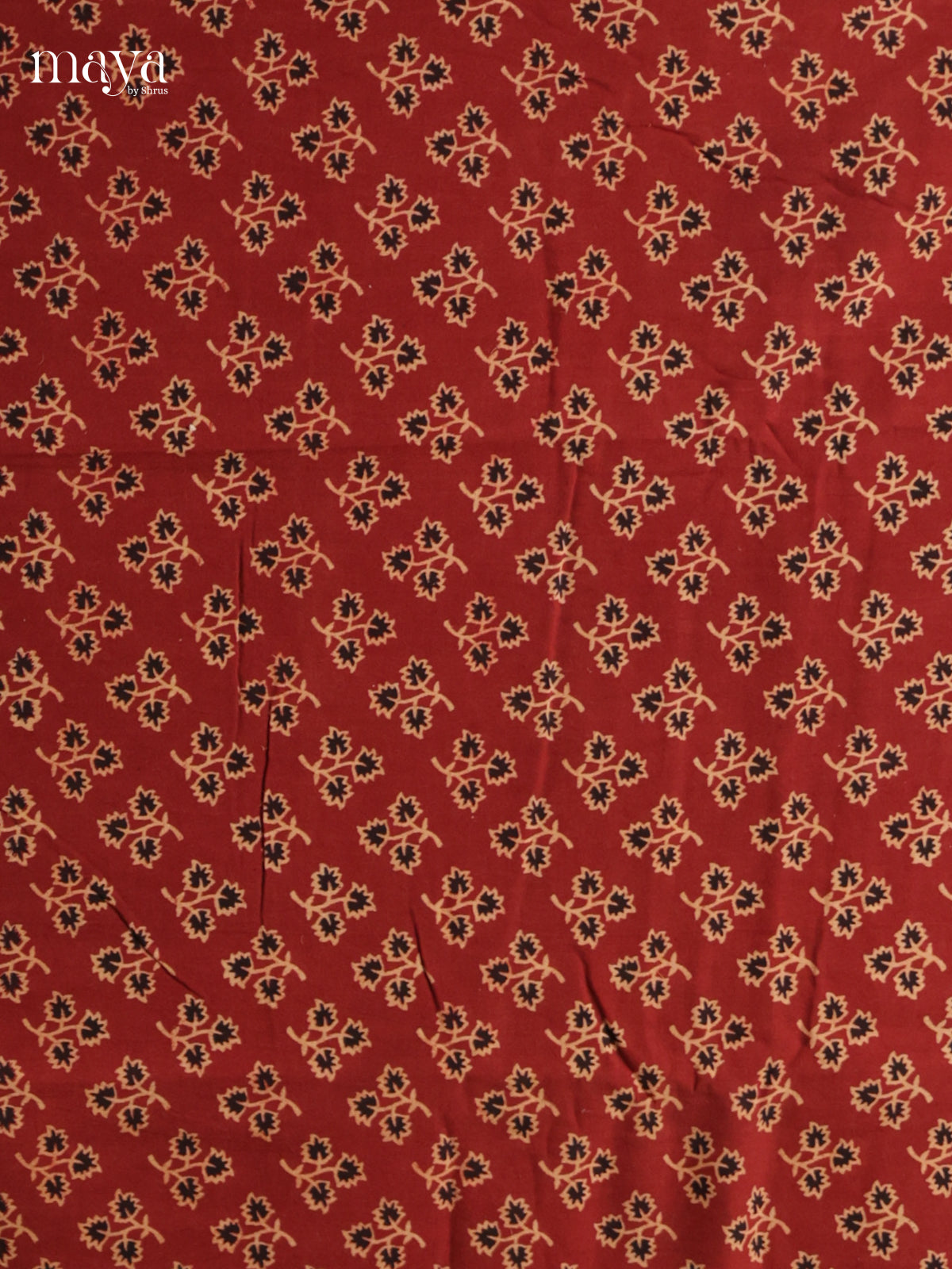 Beautiful Red & Black Unstitched Ajrakh Salwar with floral block prints & dupatta