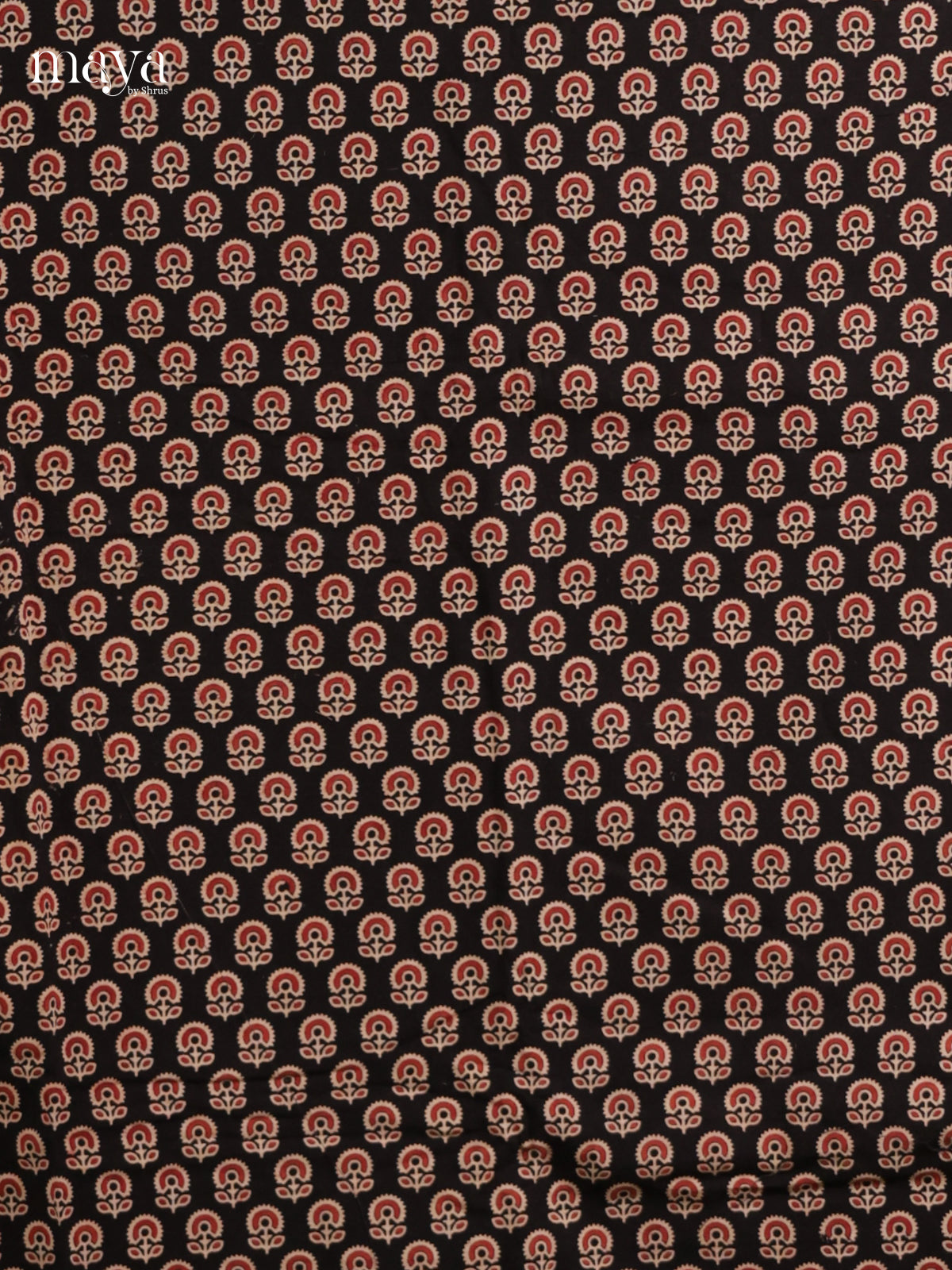 Pretty Black &  Red Unstitched Ajrakh Salwar with floral block prints
