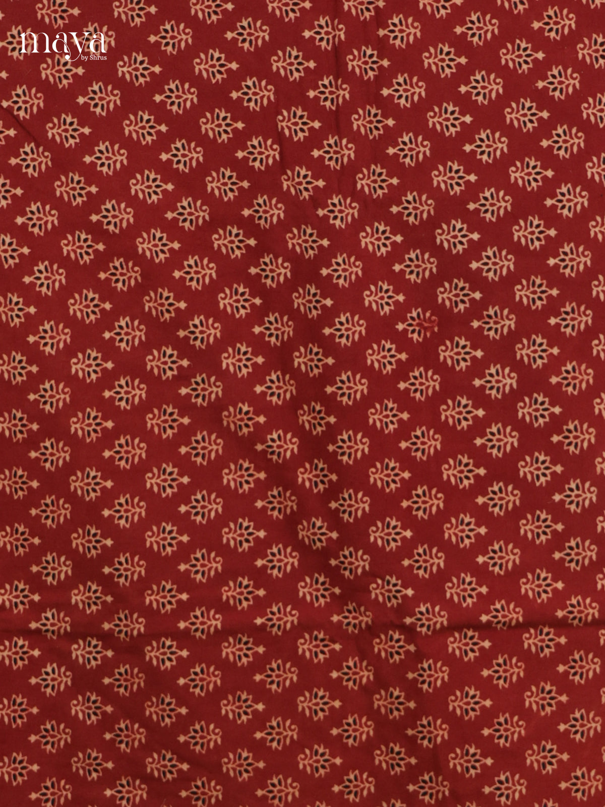 Classy Red & Black Unstitched Ajrakh Salwar with floral block print
