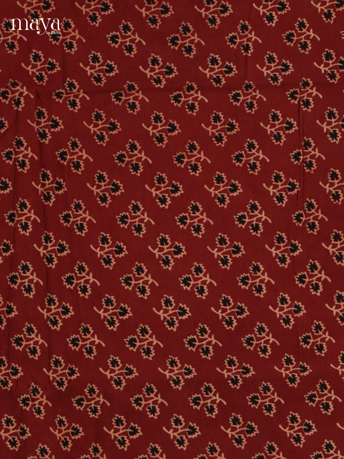 Striking Red & Black Unstitched Ajrakh Salwar with floral block prints
