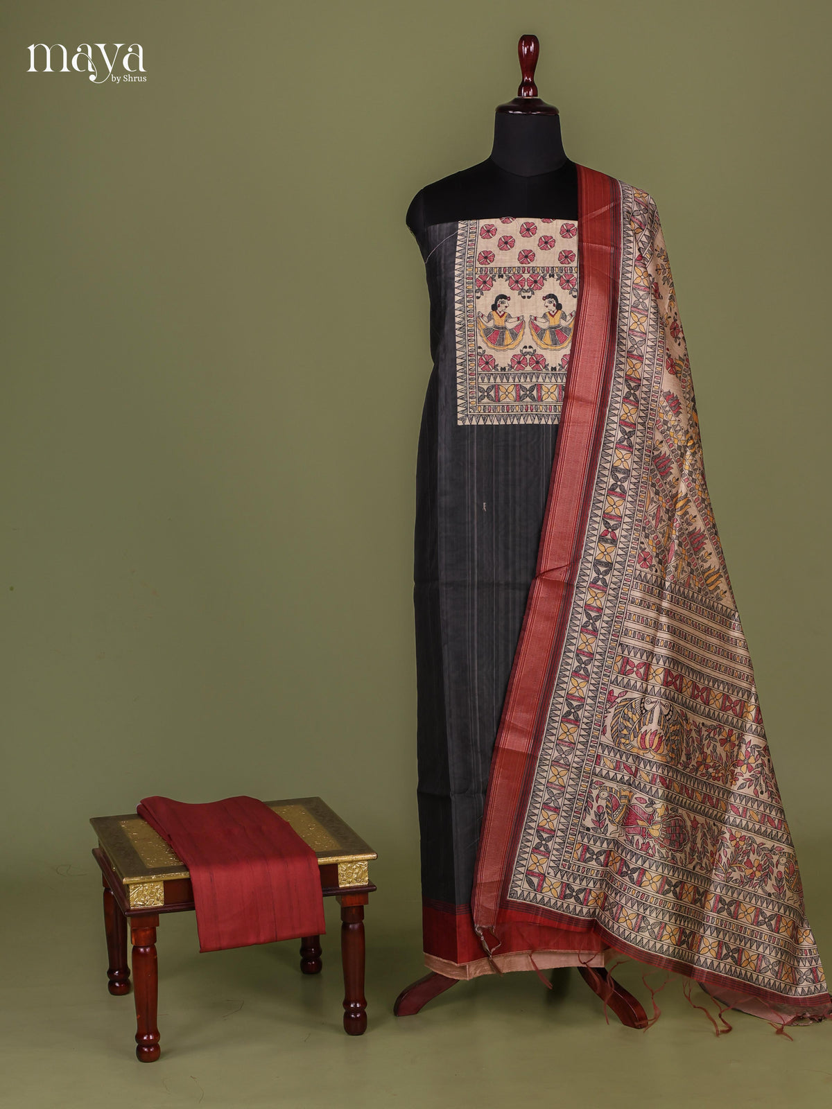 Black Semi Tussar Salwar - MEJ04003