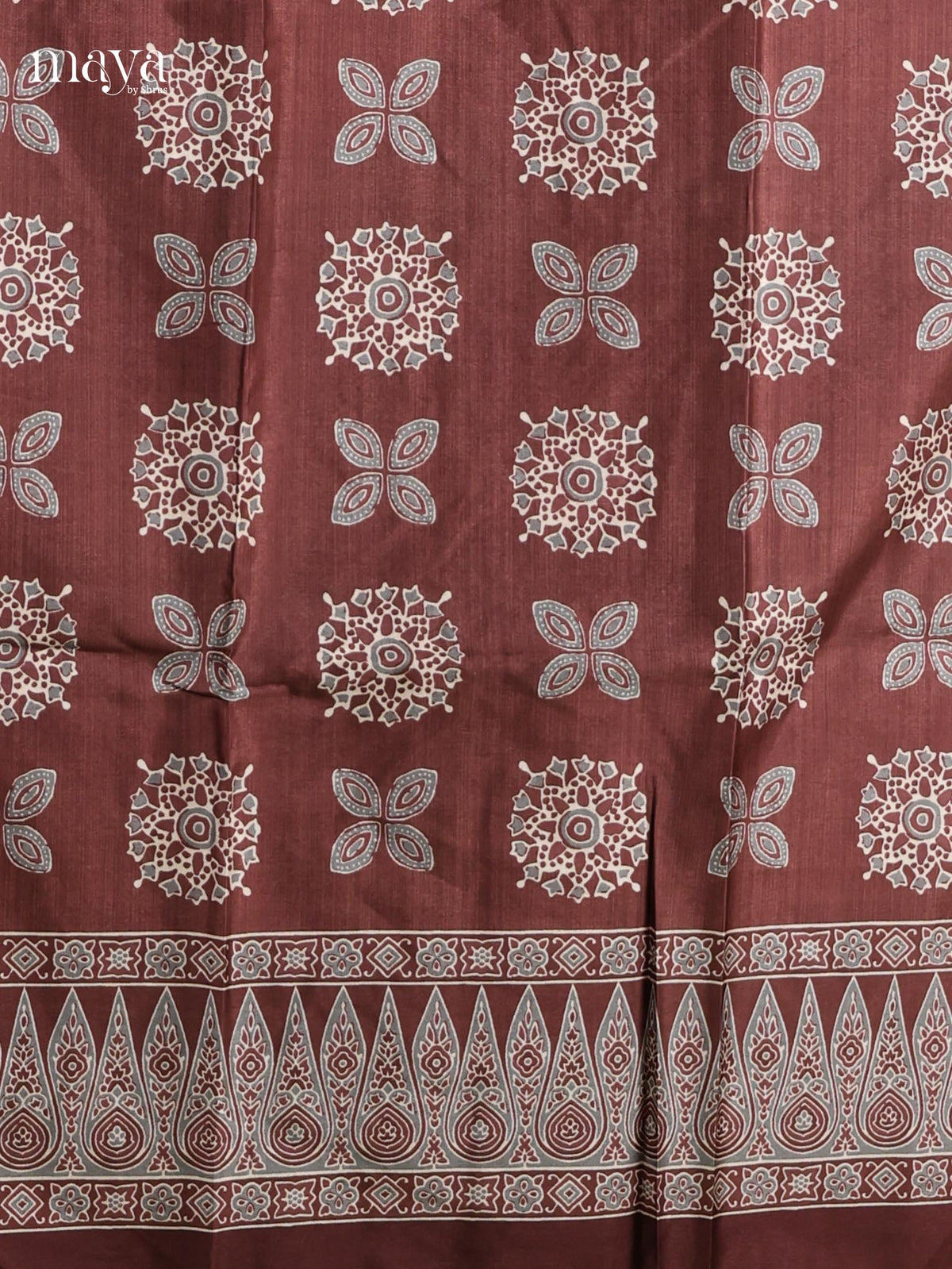 Maroon - Semi Tussar Salwar  Unstitched