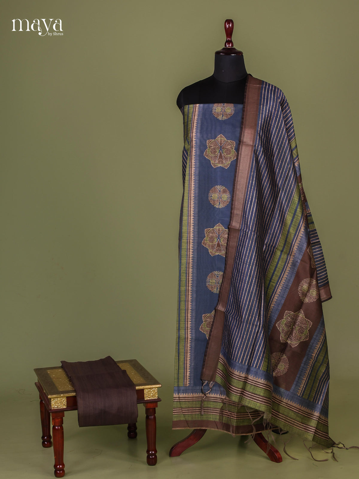Blue Semi Tussar Salwar - MEJ04059