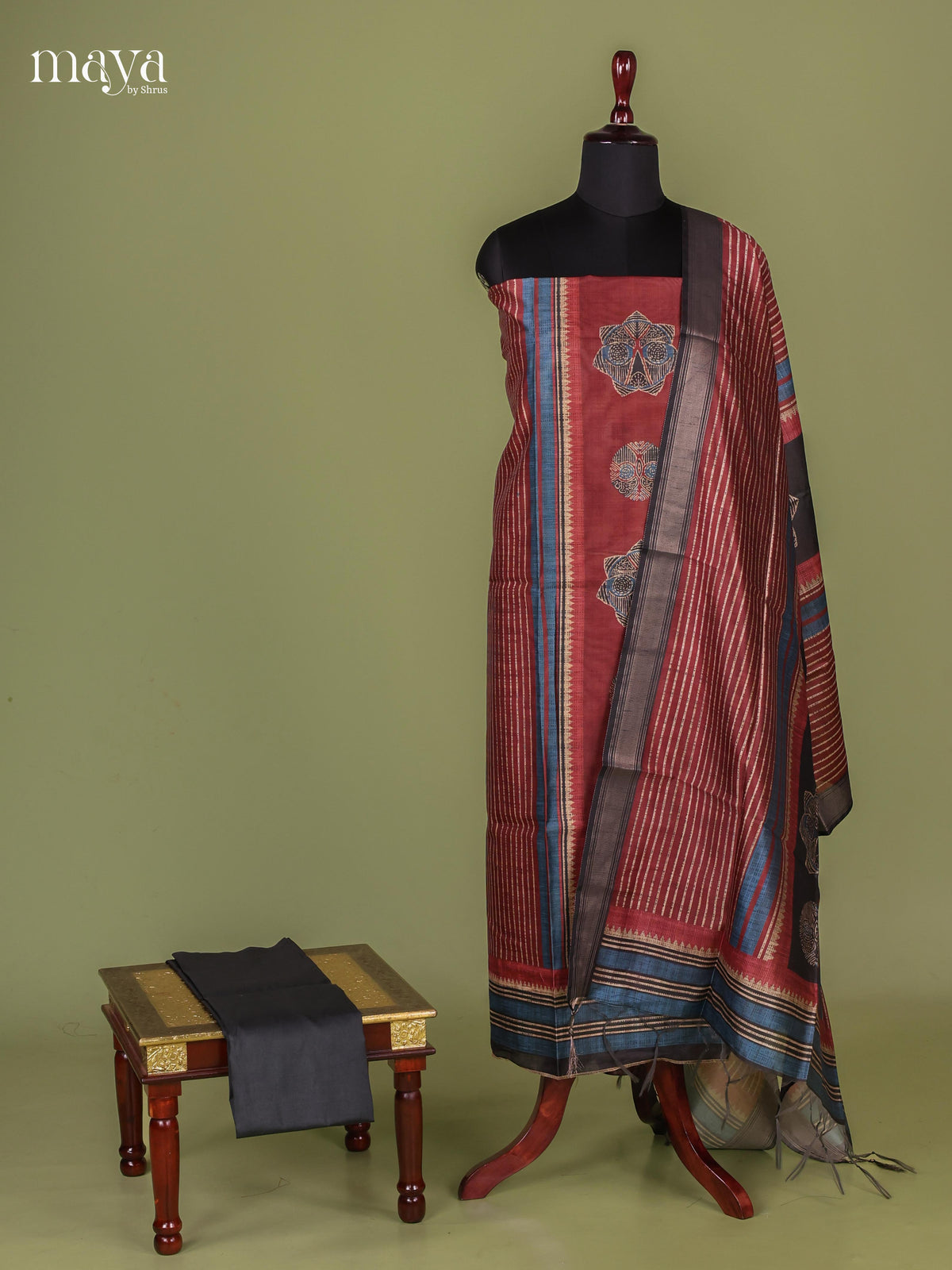 Maroon Semi Tussar Salwar - MEJ04063