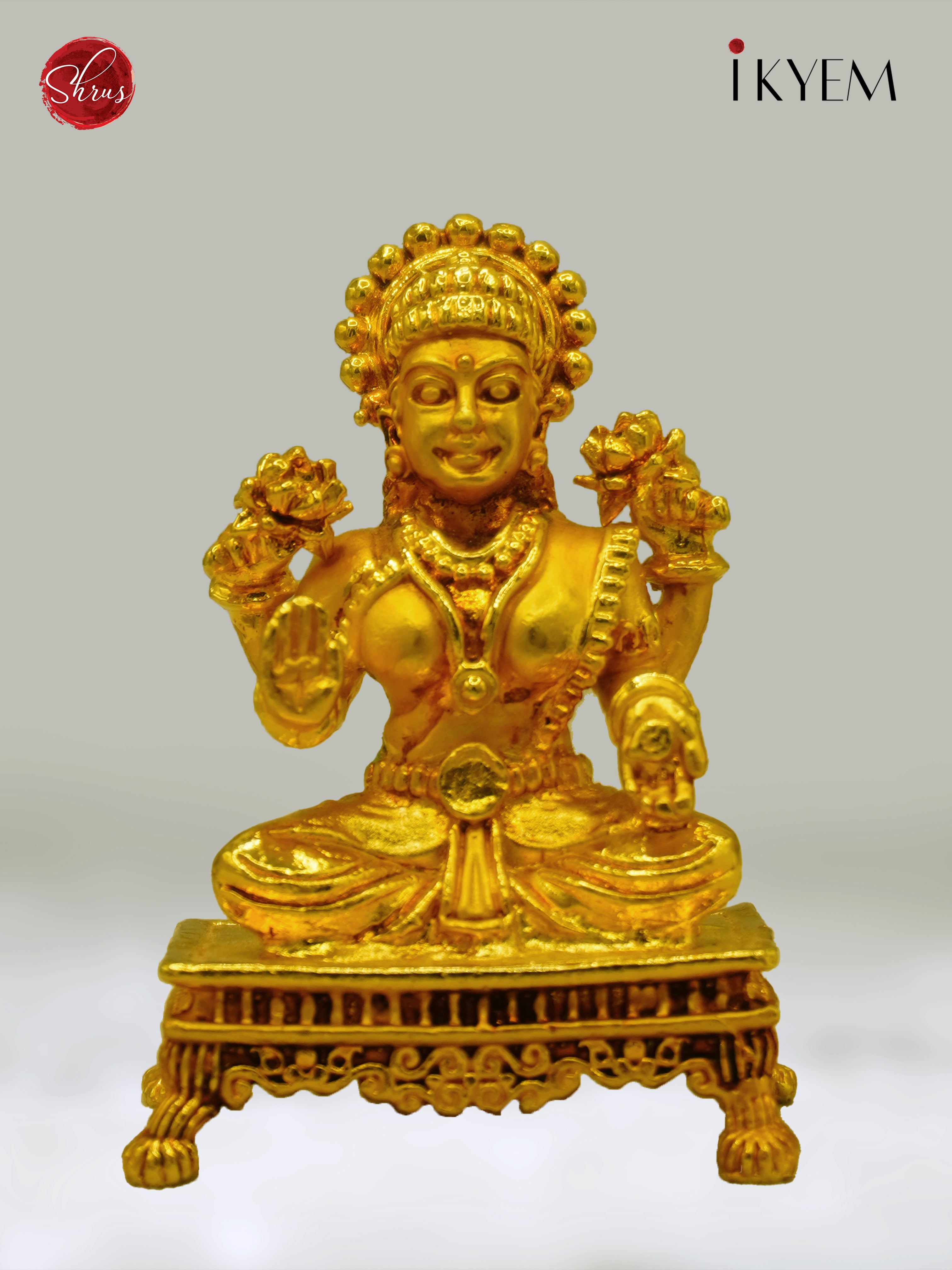 24 KT Gold Coated On Copper - Finely Crafted feature rich aadi Lakshmi - Shop on ShrusEternity.com