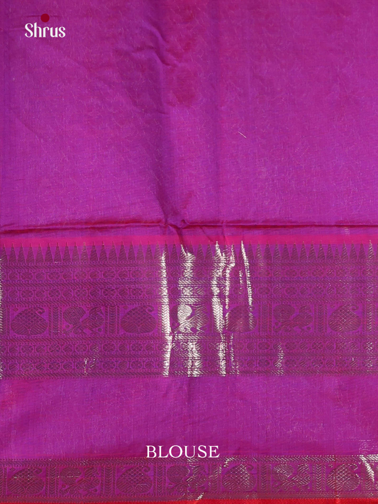 Buy Sheeny Magenta Cotton Silk Saree with Silver Bird Buttas, Rettaipet Border & Brocade Pallu