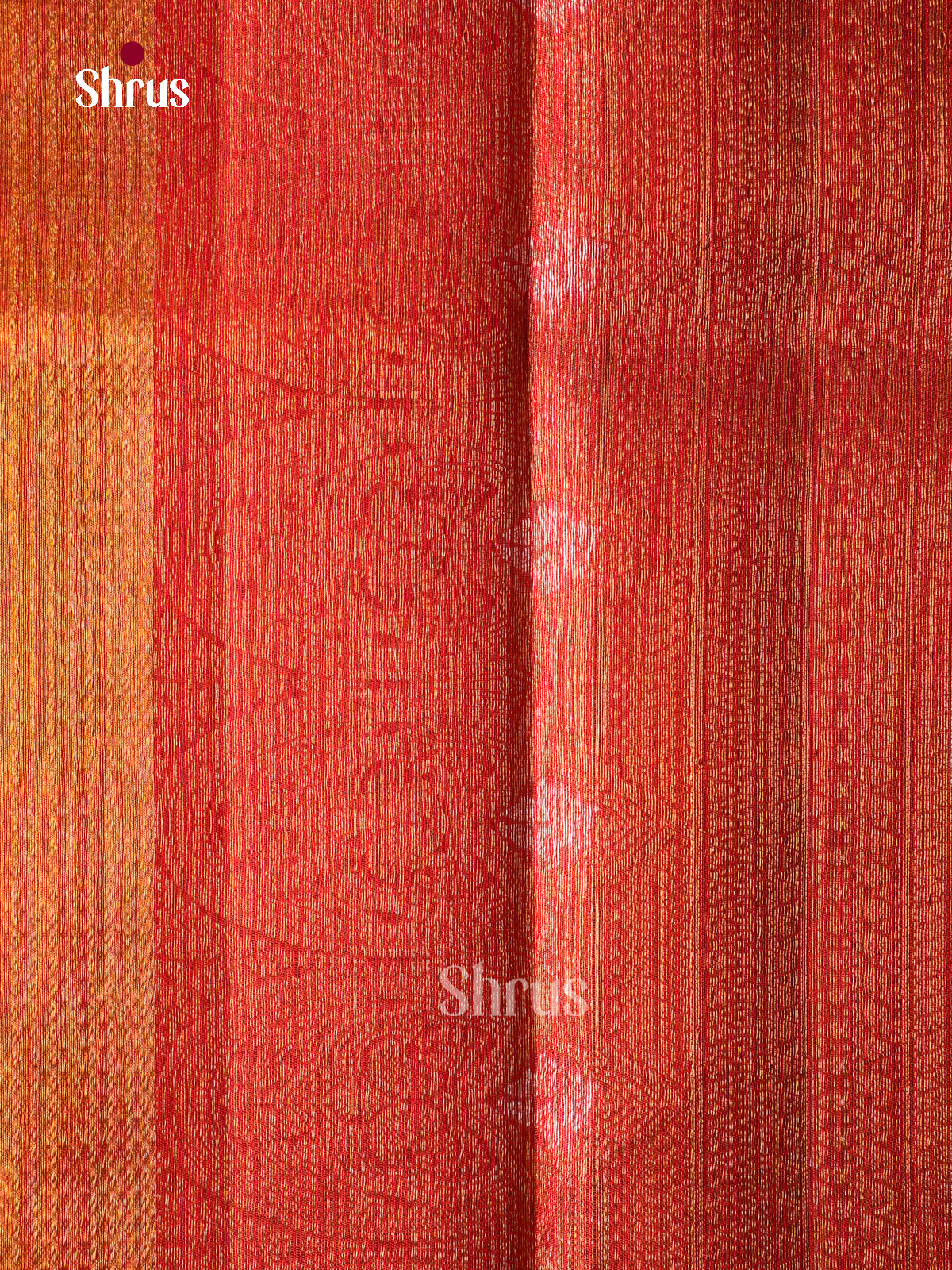 Magnificent Orange Kanchipuram Pattu Saree With Gold Tissue Pattern | Red Border With Scalloped Arches & Paisley Pattern