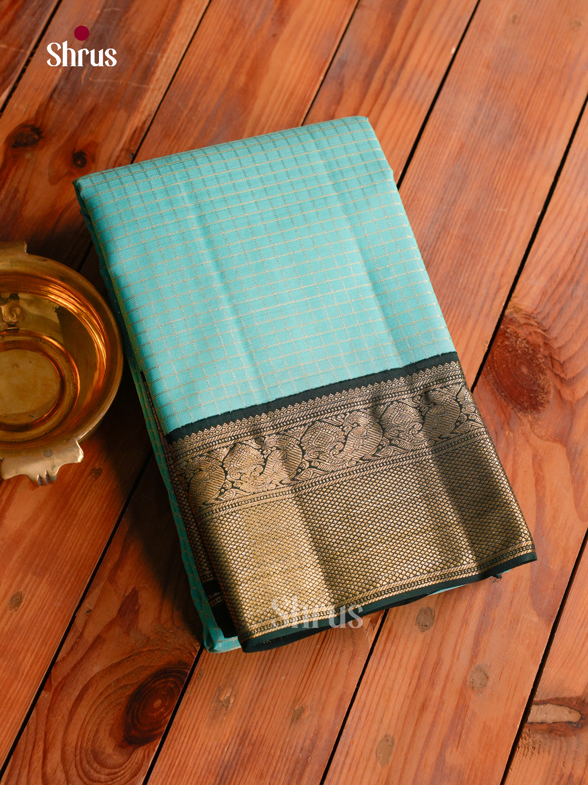Magnificent Sky Blue Kanjivaram Saree With Zari Kattams | Bottle Green Zari Border & Brocade Pallu