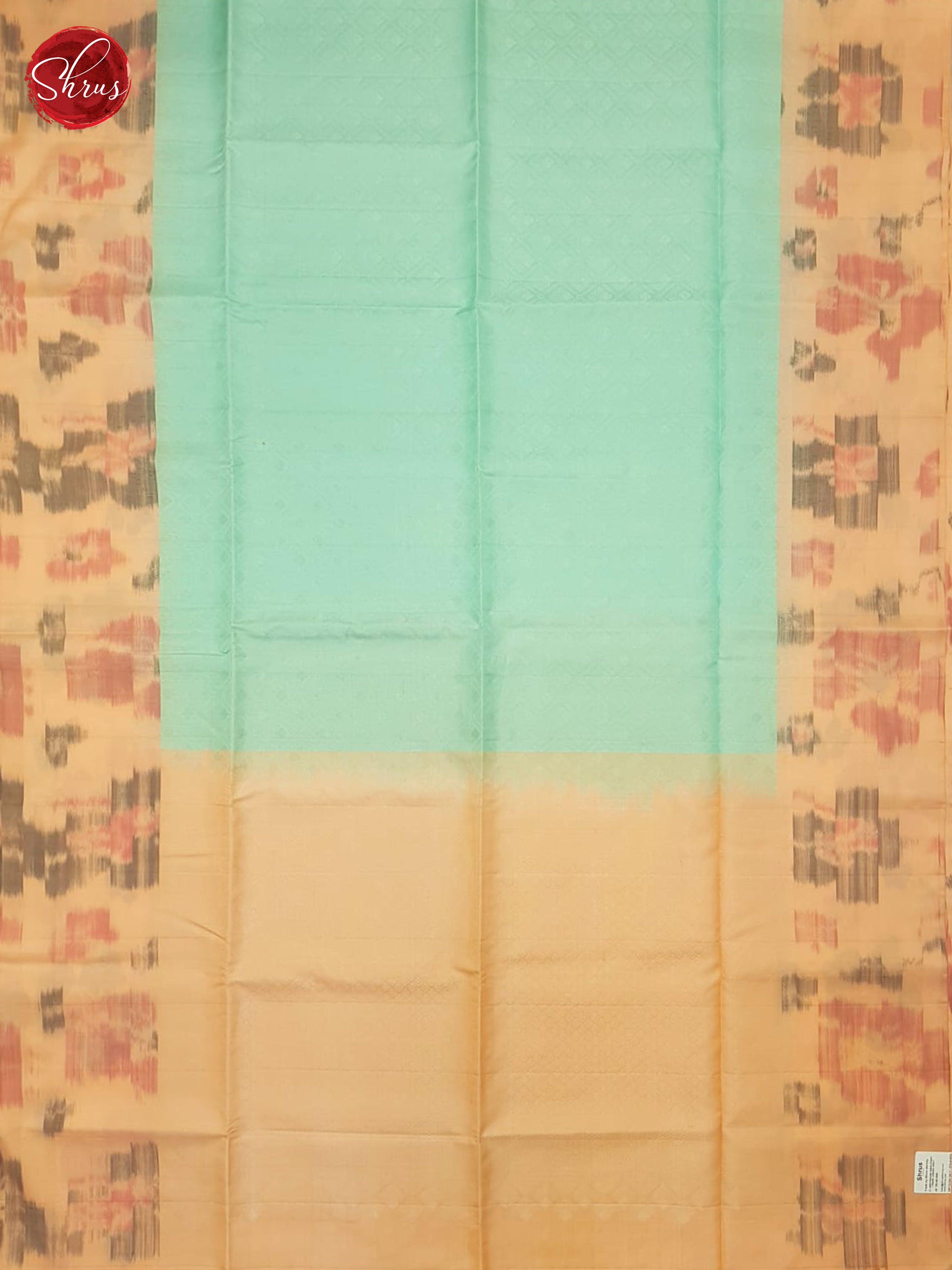 Gorgeous Mint Green Soft Silk Sarees With Beige Ikat Patterned  Border & Plain Pallu
