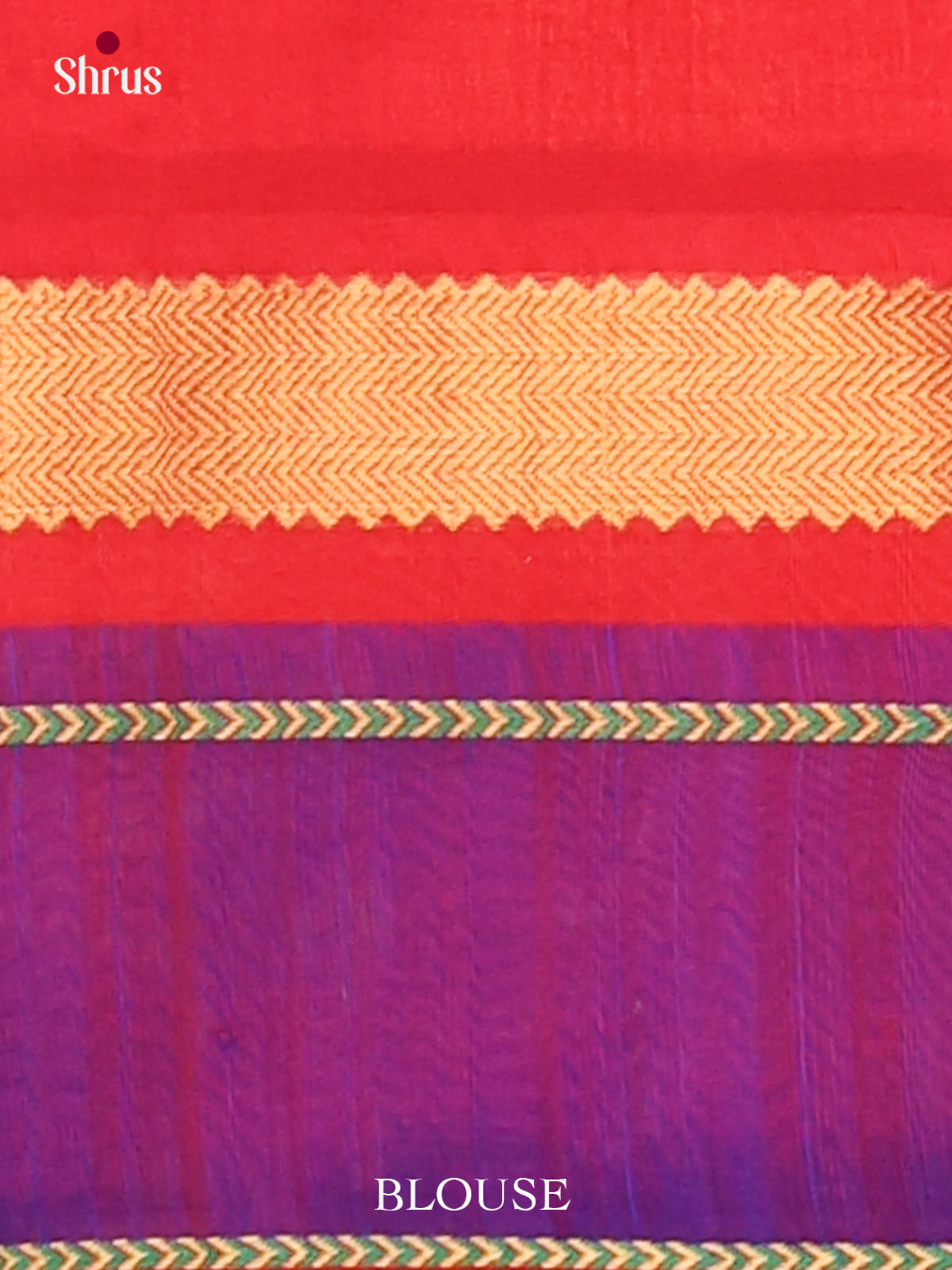 Mustard Yellow Cotton Silk Saree With Plain Body & Red Kaddi Zari Border With Purple Band