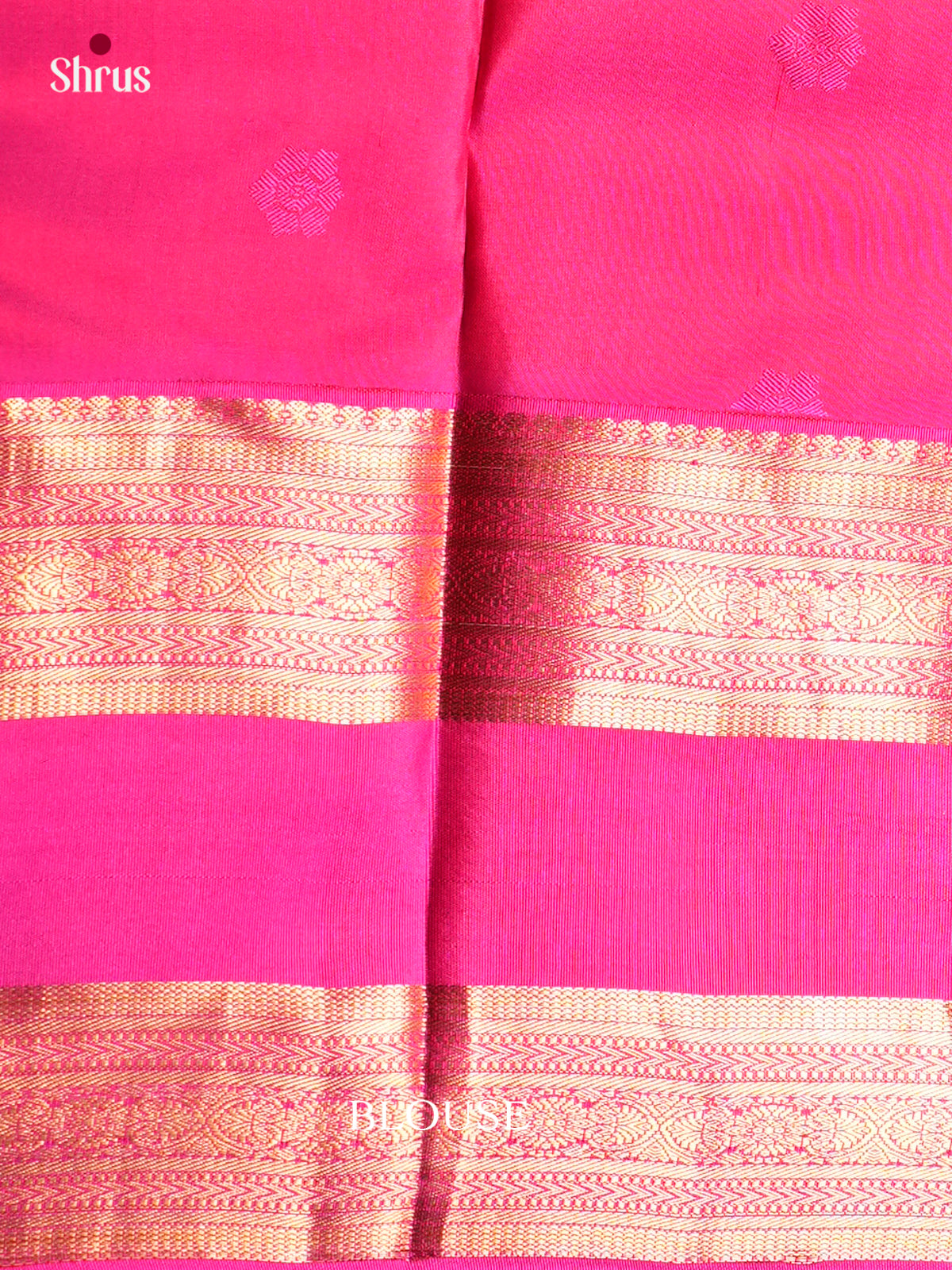 Buy Chic Navy Blue Kanchipuram Sarees with Small Buttas, Pink Rettaipet Border & Brocade Pallu