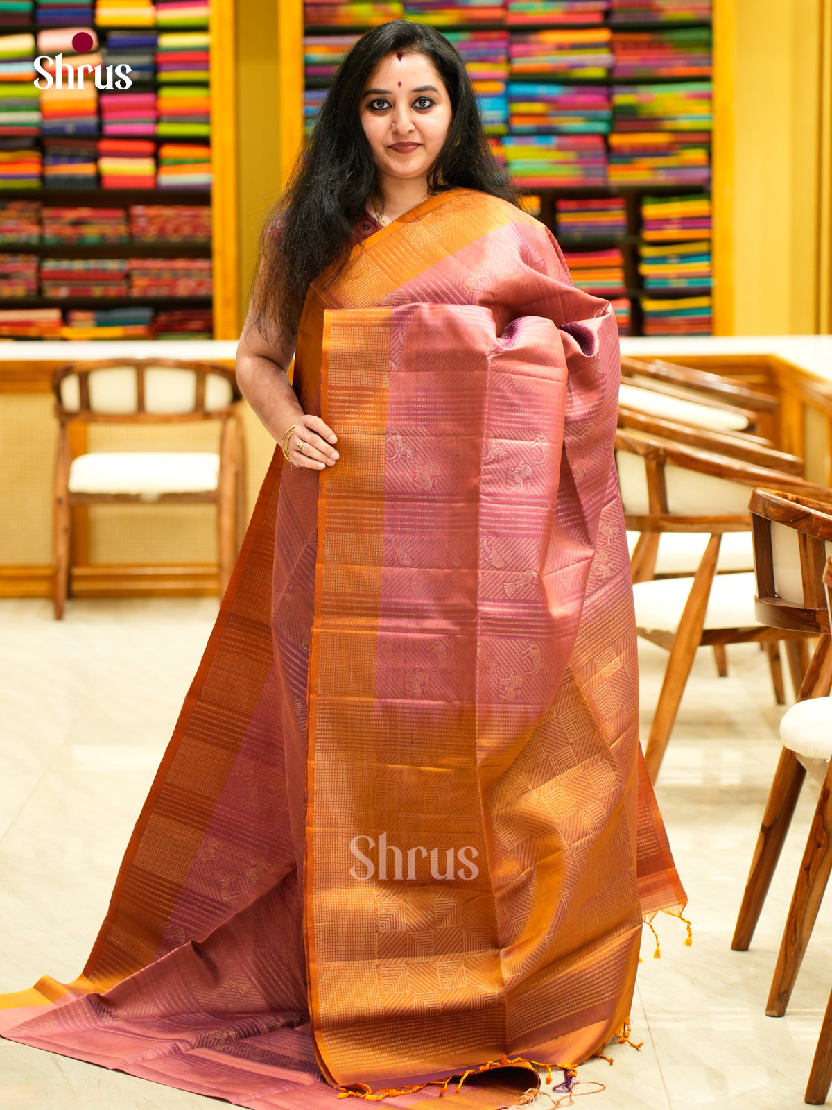 Buy Classy Onion Pink Soft Silk Saree With Intricate Golden Stripes, Motifs & Mustard Zari Woven Pallu