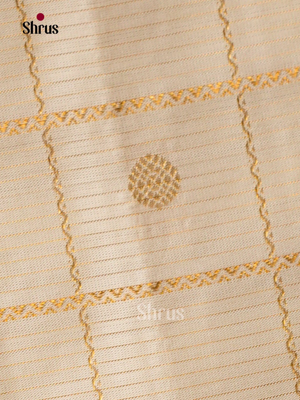 Opulent Cream Kanchipuram Saree With Zari Checks & Round Buttas | Dark Pink Broad Zari Border