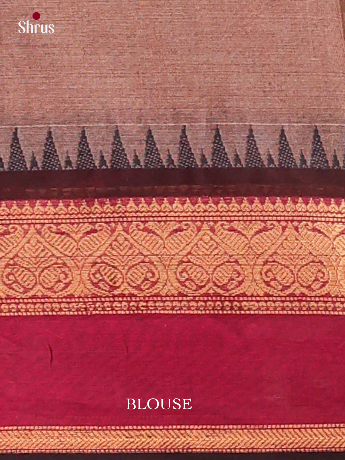 Opulent Light Brown Cotton Sarees With Golden Buttas & Brown Rettapet Temple Zari Border