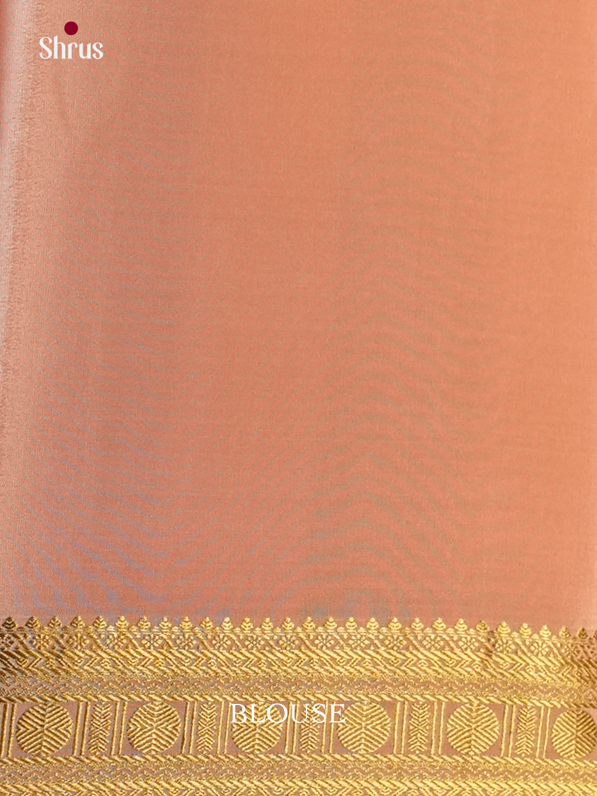 Buy Chic Peach Pure Mysore Silk Sarees with Golden Checks, Small Zari Border & Striped Pallu
