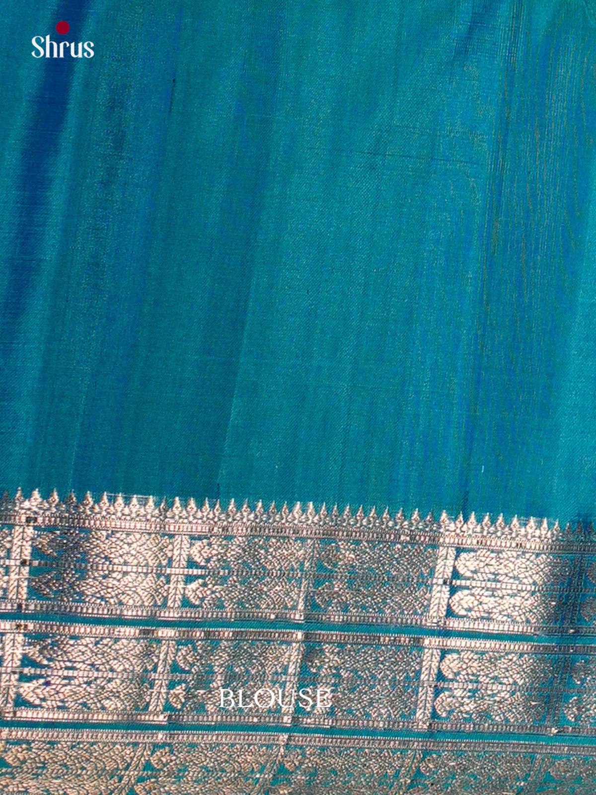 Buy Serene Peacock Blue Silk Saree With Silver Floral Buttas, Zari Border & Brocade Pallu