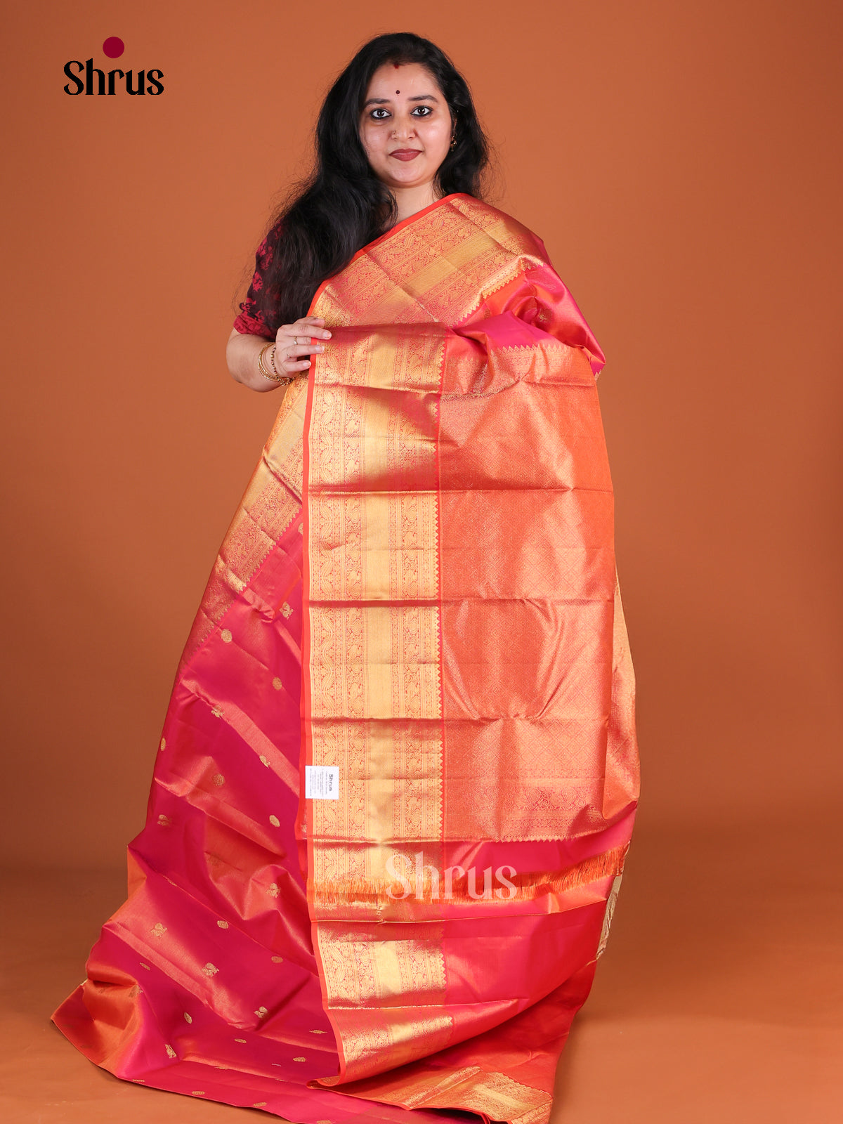 Pink Bridal Kanchipuram silk Saree With Intricate Stripes & Buttas | Self Zari Border & Brocade Pallu