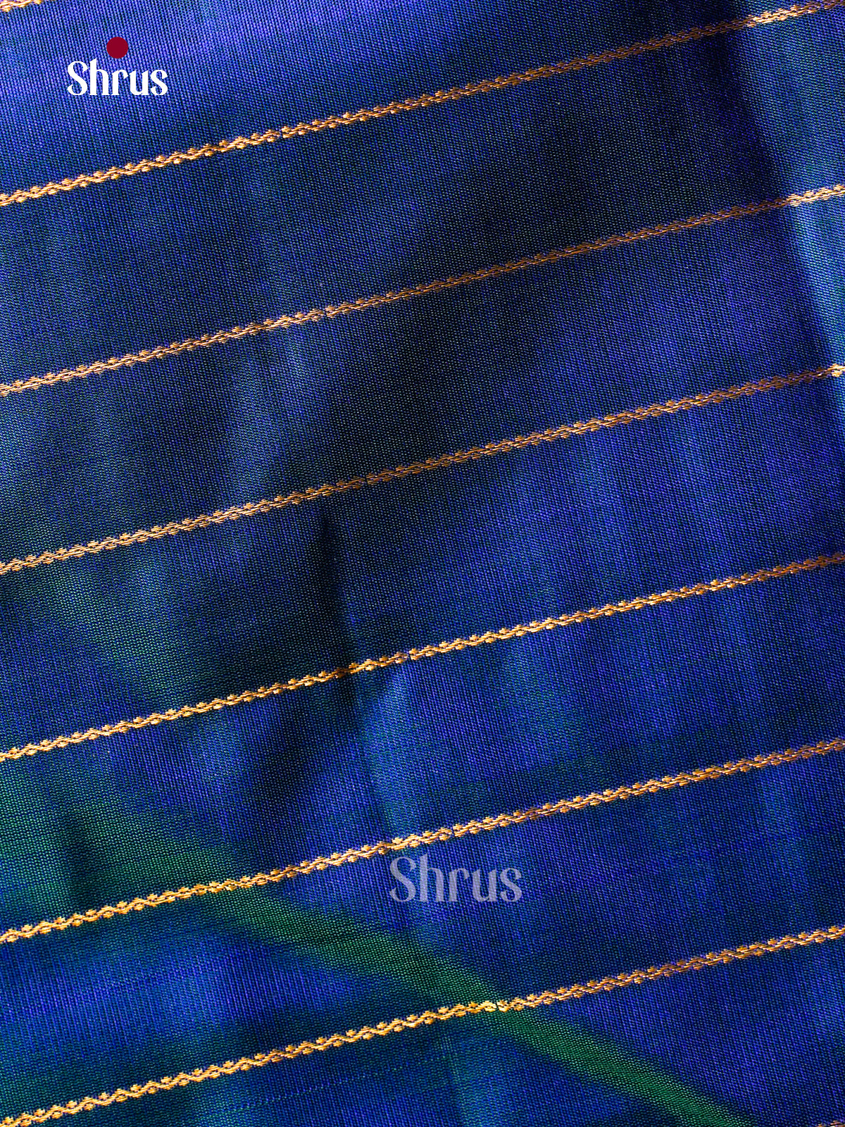 Pretty Dual Tone Sapphire Blue Kanchipuram Pattu Saree With ZAri Stripes | Purple Rettapet Zari Border & Pallu