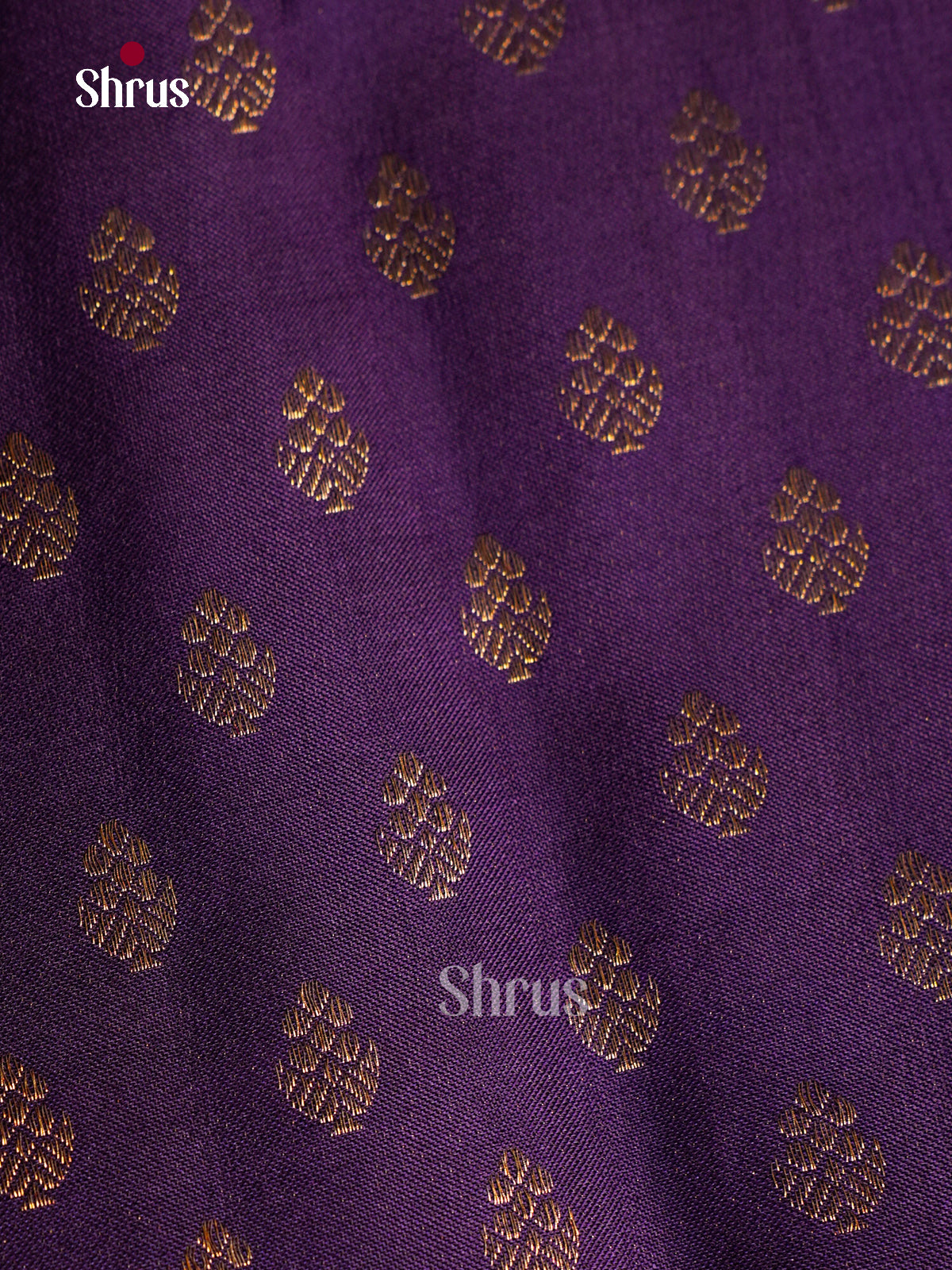Pretty Violet Kanchipuram silk Sarees With Floral Buttas & Turquoise Border With Floral Vines