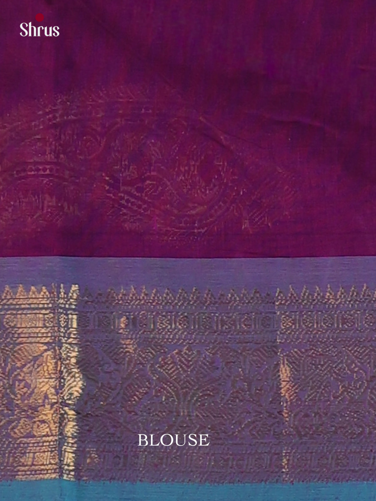 Pretty Wine Purple Chettinad Saree With Buttas, Blue Zari Border & Paisley Zari Motifs Pallu