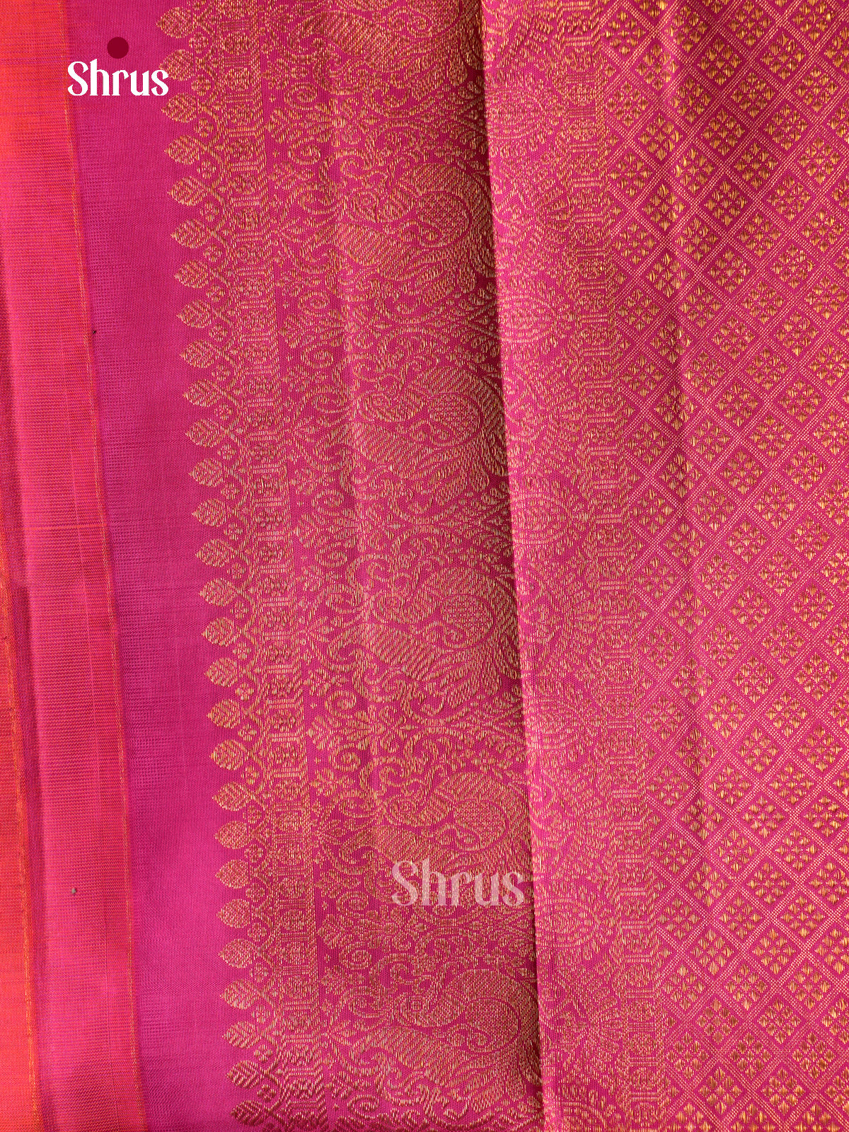Radiant Coral Red Kanjivaram Sarees With Golden Buttas | Magenta Rettapet Zari Border & Brocade Pallu