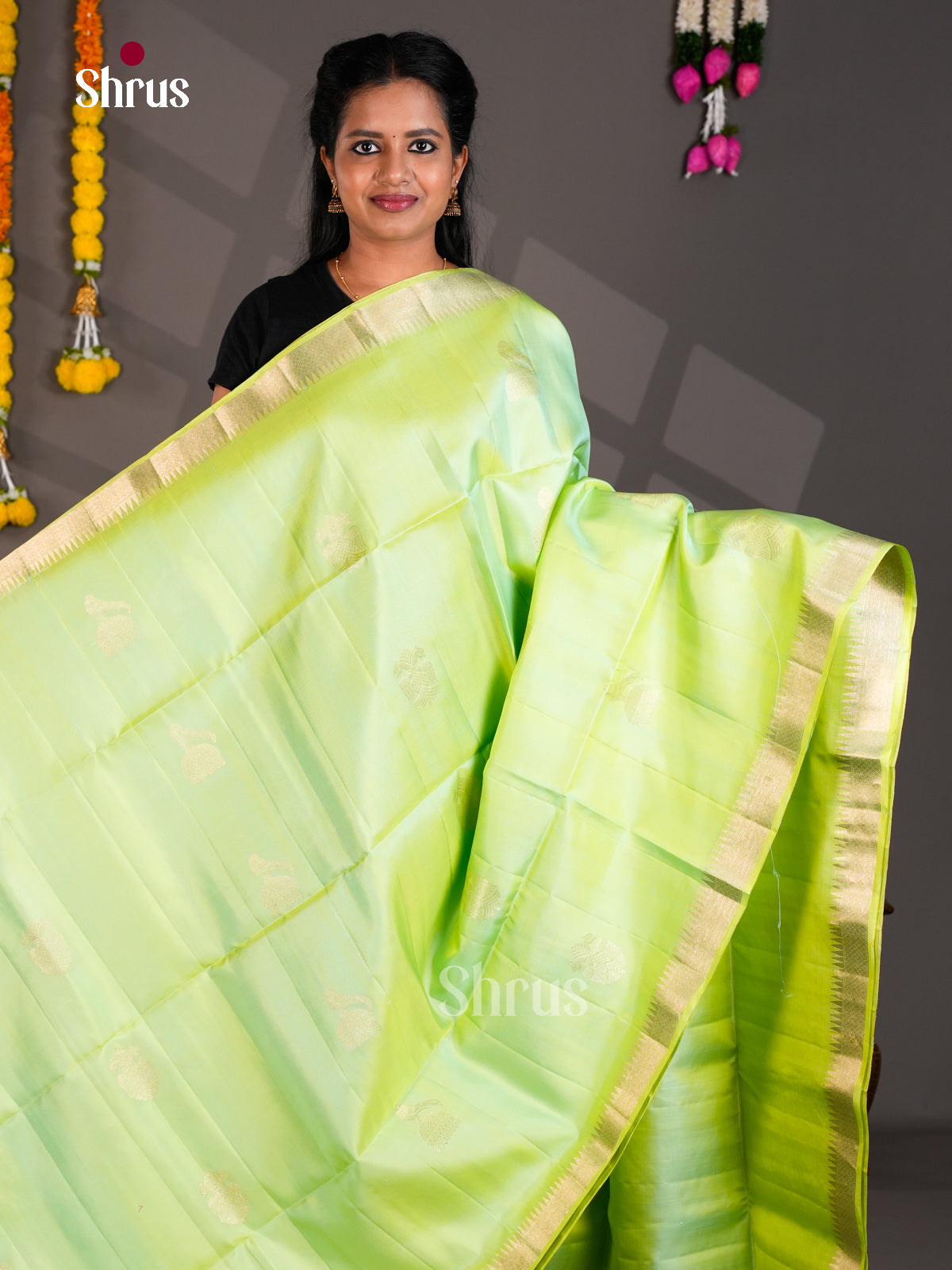 Buy Radiant Lime Green Pure Soft Silk Saree With Golden Motifs, Zari Border & Brocade Pallu