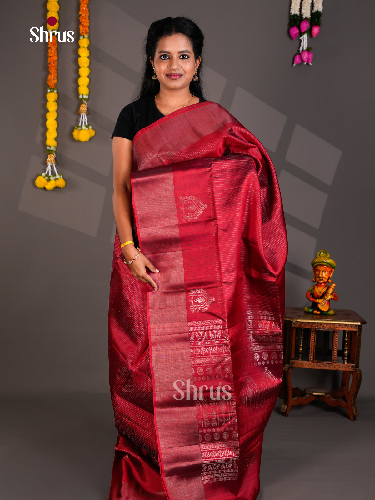 Buy Ravishing Red Soft Silk Saree With Silver Zari Stripes & Brocade Pallu