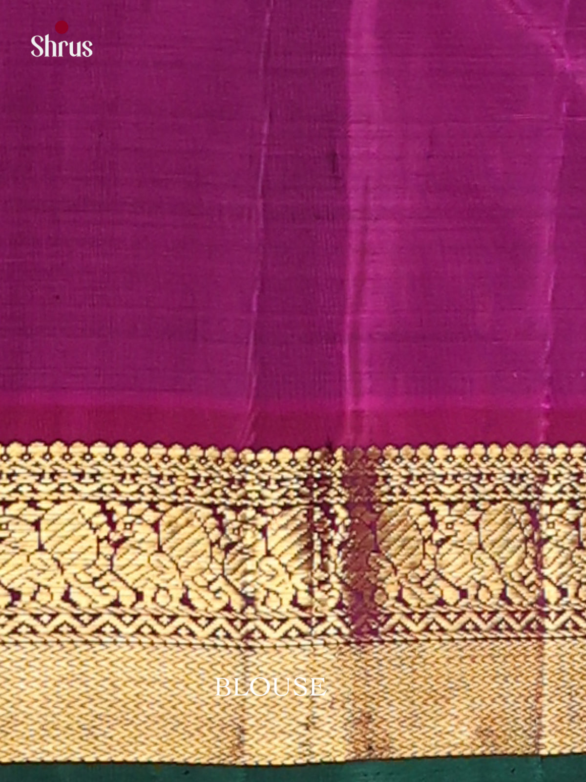 Regal Bottle Green Pattu Saree With Micro Checks | Magenta Pink Zari Border & Striped Pallu