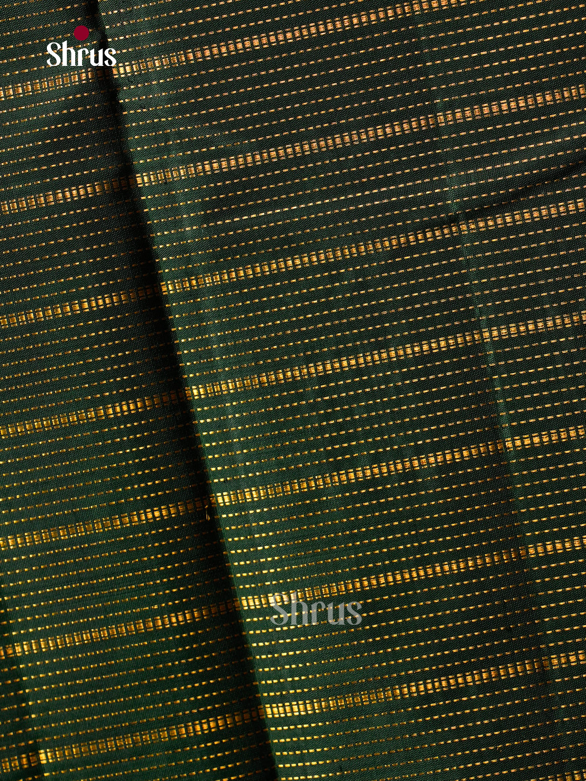 Regal Dark Green Kanchipuram Pattu Saree With Dotted Zari Stripes | Pink Zari Border & Brocade Pallu