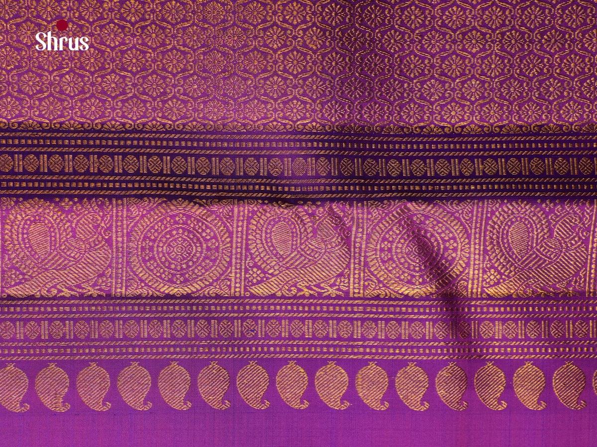 Regal Indigo Pattu Saree With Zari Checks & Buttas | Purple Zari Border & Brocade Pallu