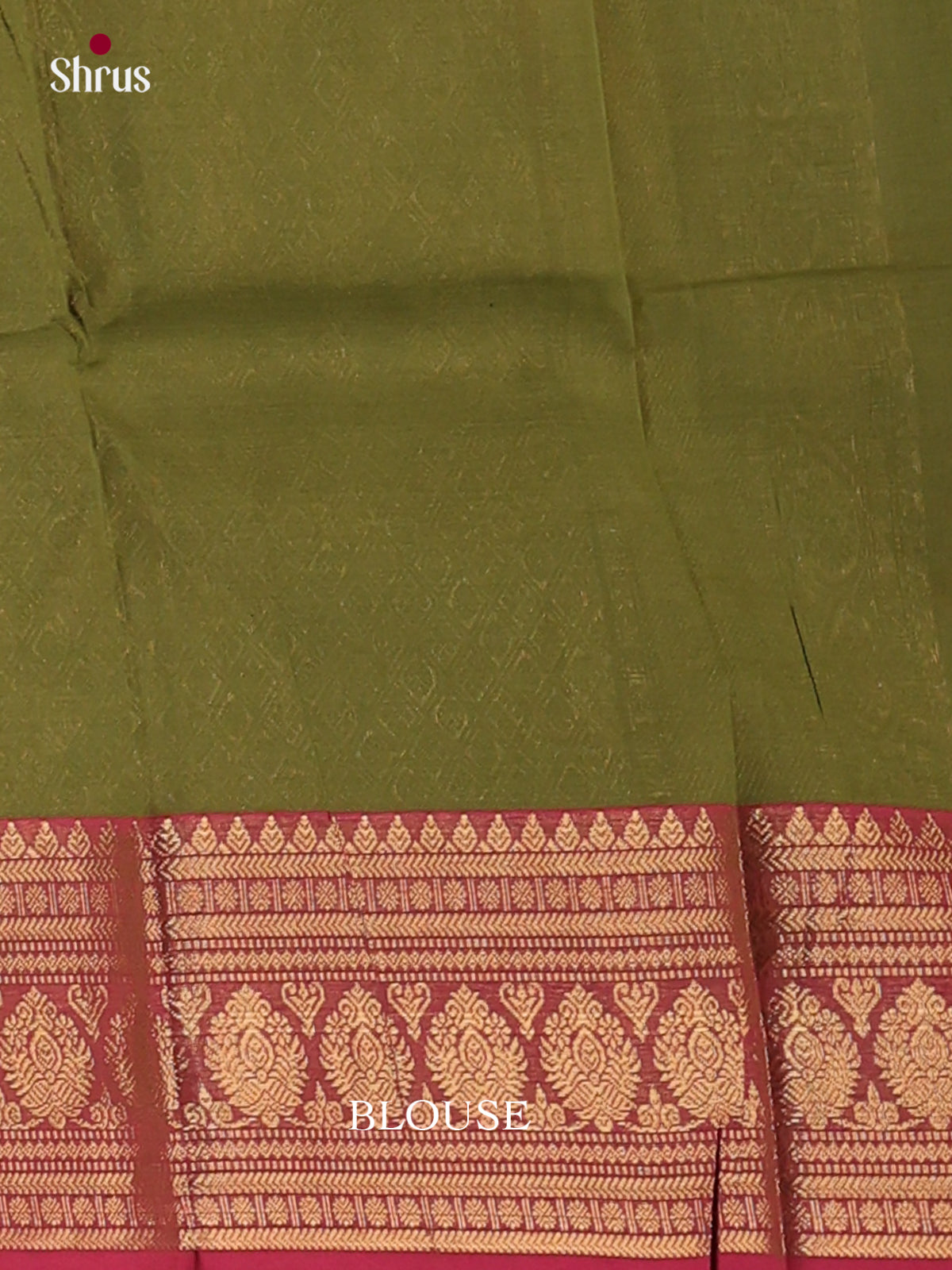 Regal Olive Green Chettinad Sarees With Gold Buttas & Dark Pink Zari Border & Brocade Pallu