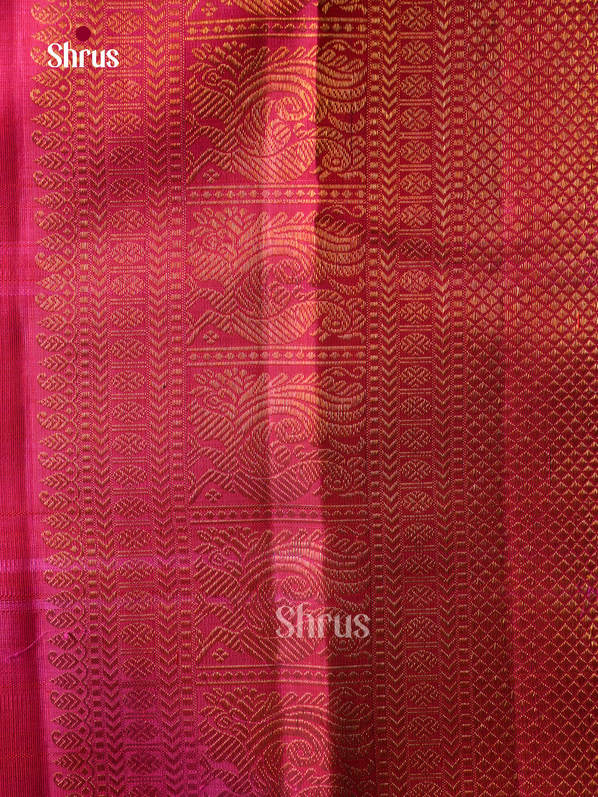 Regal Purple Pattu Saree With Checks & Gold Buttas, Pink Zari Border & Brocade Pallu