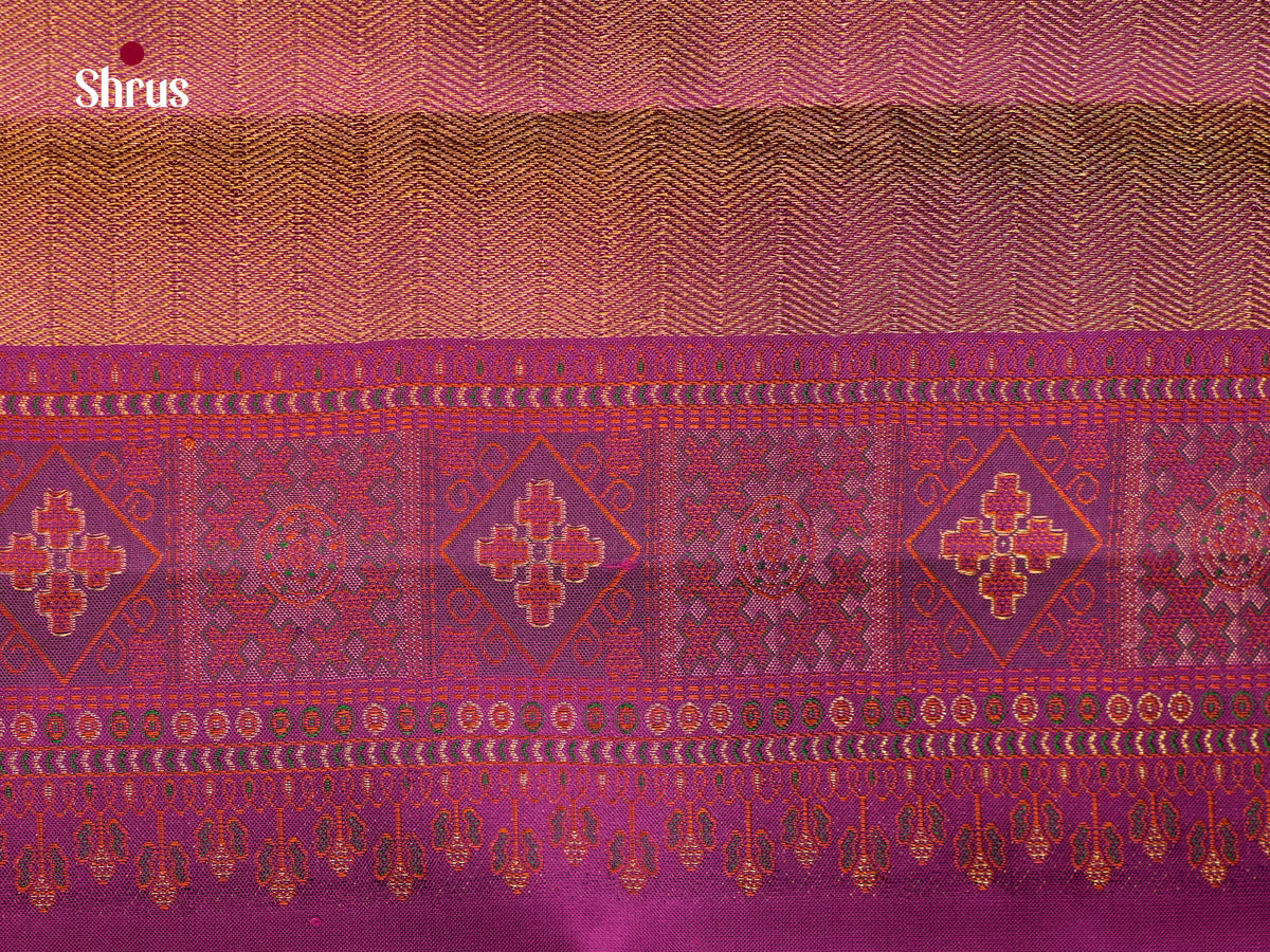 Regal Red Silk Saree With Stripes & Thread Buttas | Magenta Border & Intricately Woven Zari Pallu