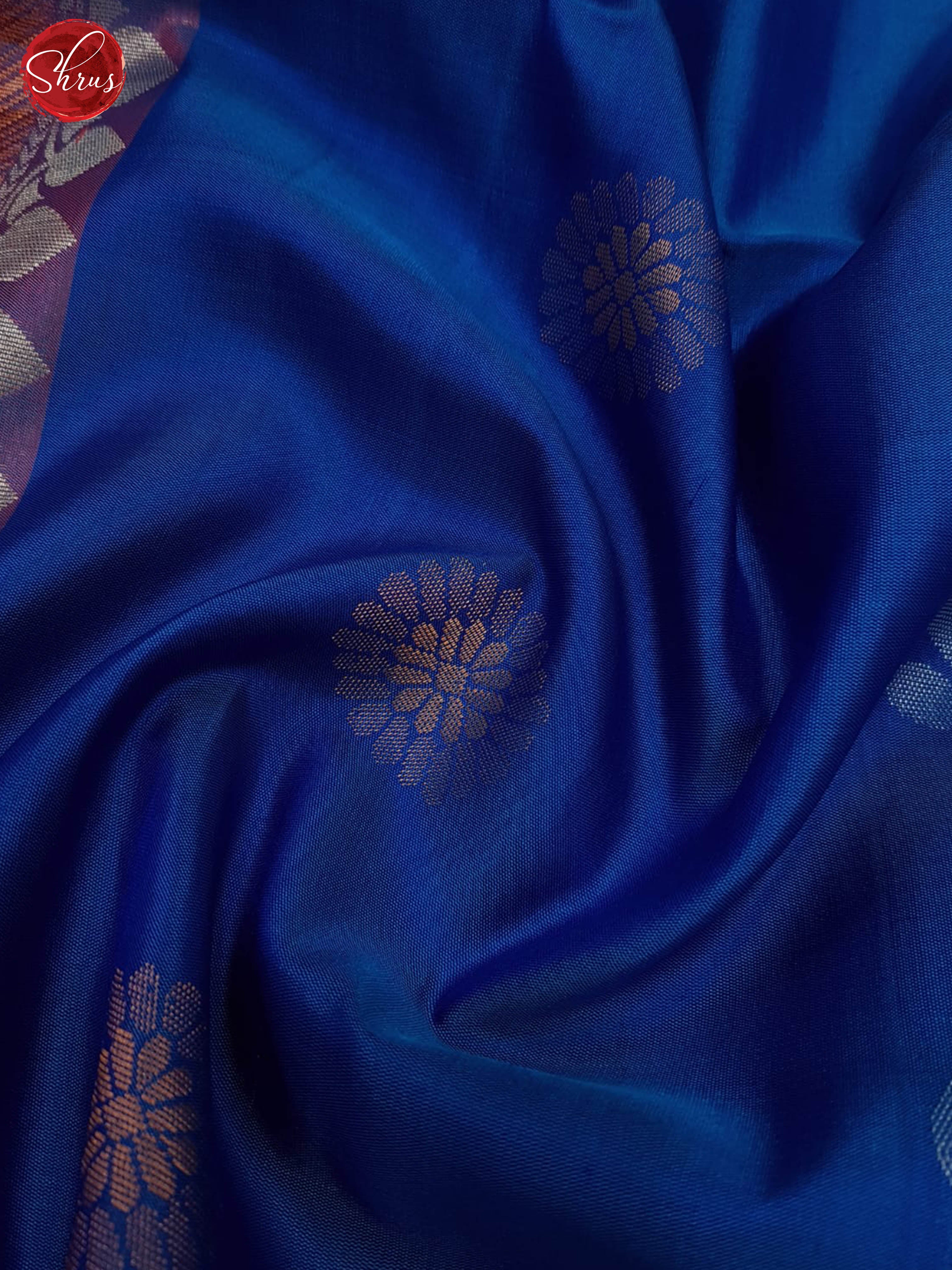 Majestic Royal Blue Silk Sarees With Silver & Gold Buttas, Red Zari Border & Brocade Pallu
