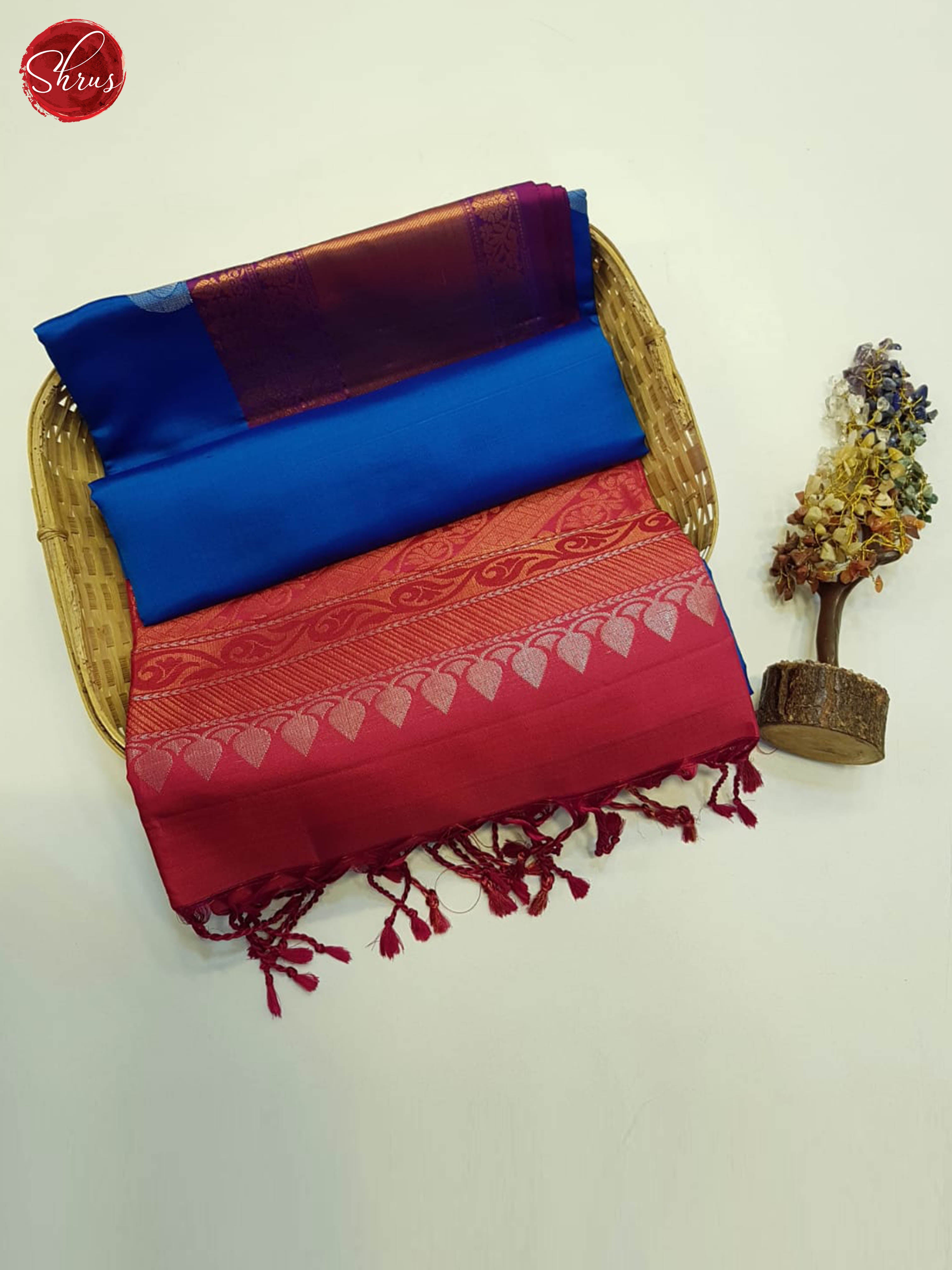 Majestic Royal Blue Soft Silk Saree With Silver & Gold Buttas, Red Zari Border & Brocade Pallu