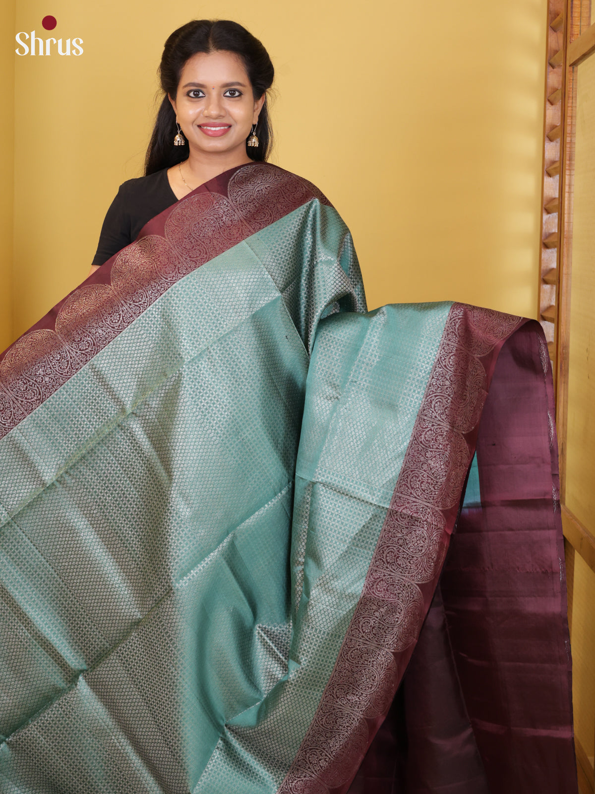 Buy Radiant Sea Green Pure Soft Silk Saree With Silver Zari Kattams, Wine Border & Brocade Pallu