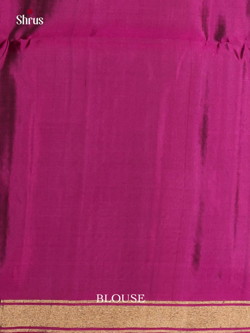 Buy Charming Sea Green Silk Saree With Zari Dotted Lines, Small Border & Magenta Brocade Pallu